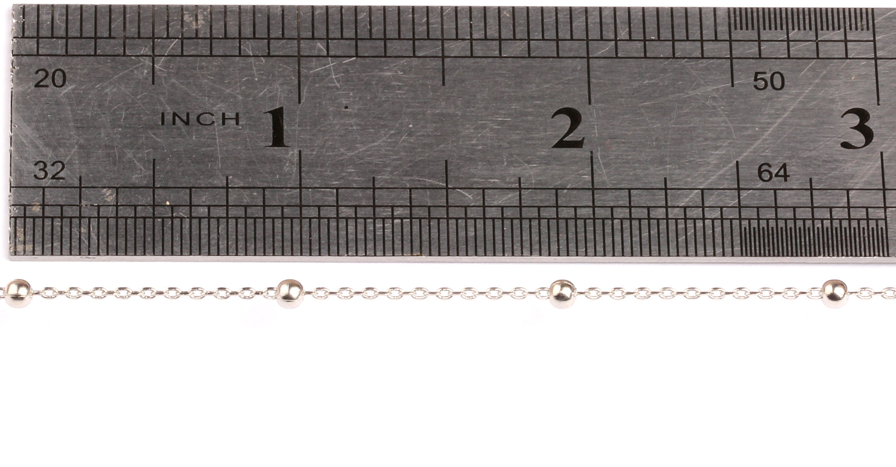 Ball Satellite Flat Cable Chain - Brass Chain- Silver Plated - Soldered - 0.07" x 0.04" x 0.01" - Necklace Bracelet Jewelry Making - CC1021 - DOMEDBAZAAR