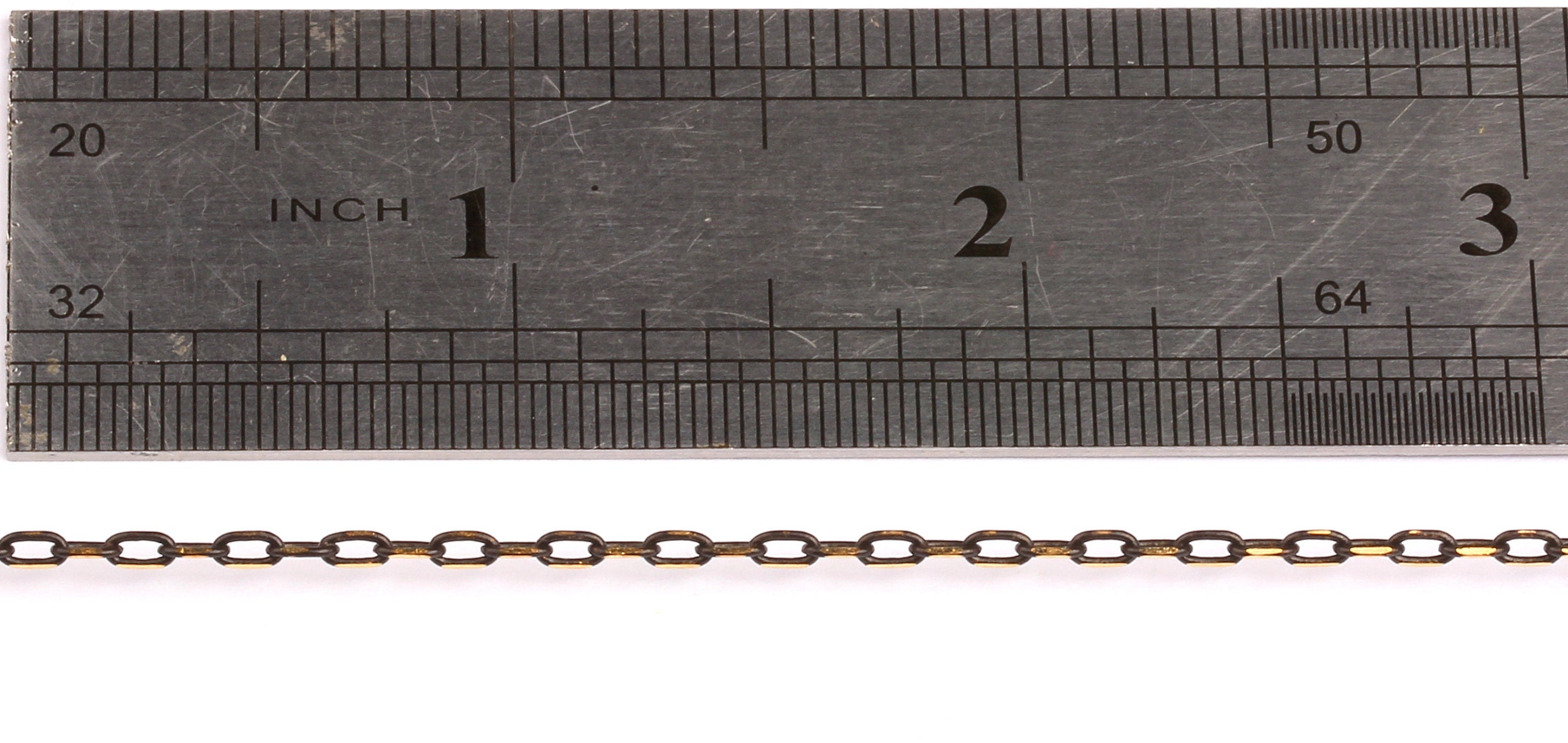 Faceted Soldered Flat Cable Chain - Brass Chain - Antique Brass Faceted - Black Solder Tiny Chain - 0.13" x 0.08" x 0.02" - CC1027 - DOMEDBAZAAR