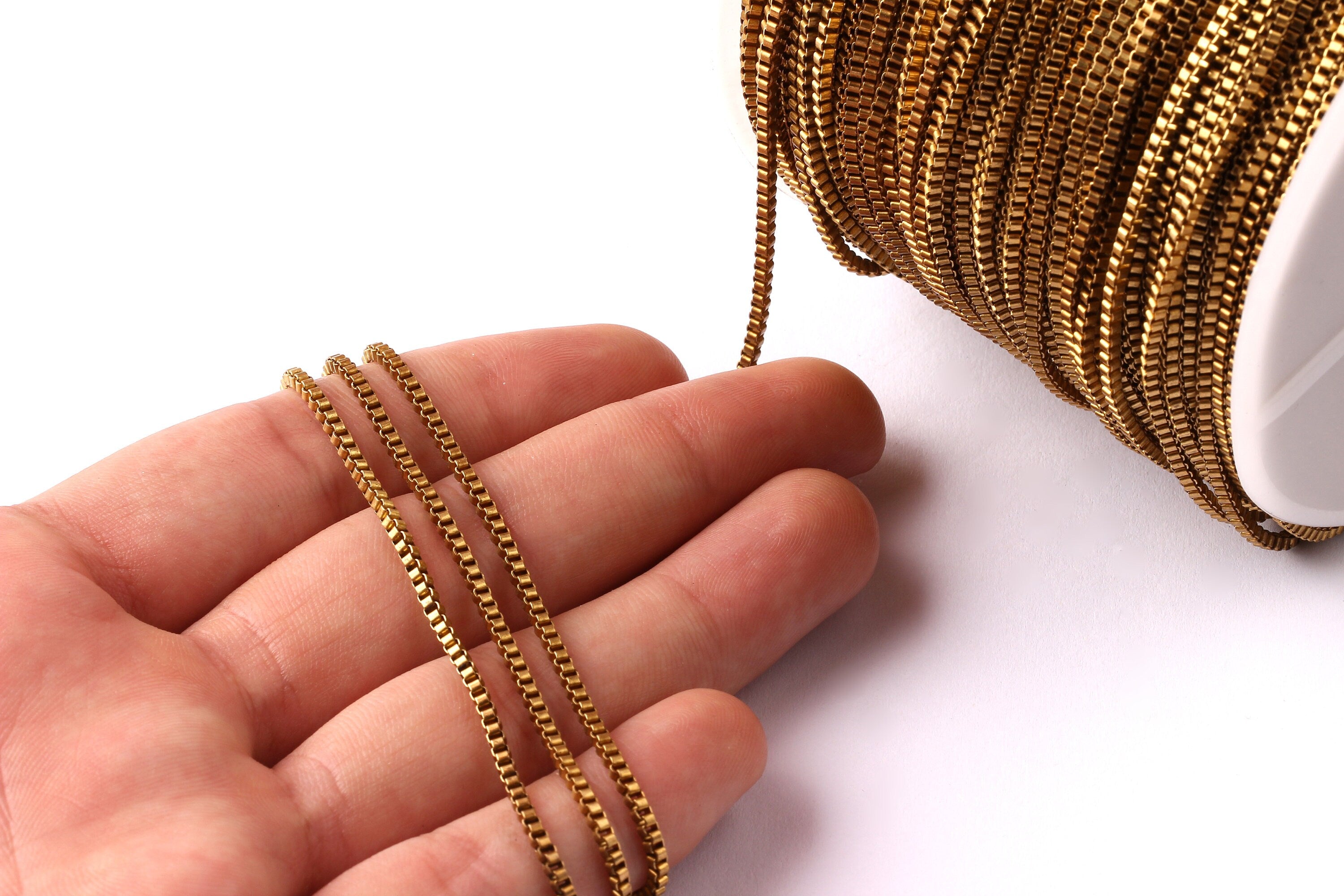 Cube Box Chain - Link Square Chain - Raw Brass Chain - Unsoldered Cube Box Chain - 0.075" - for Necklace Bracelet Jewellery Making -CC1029 - DOMEDBAZAAR