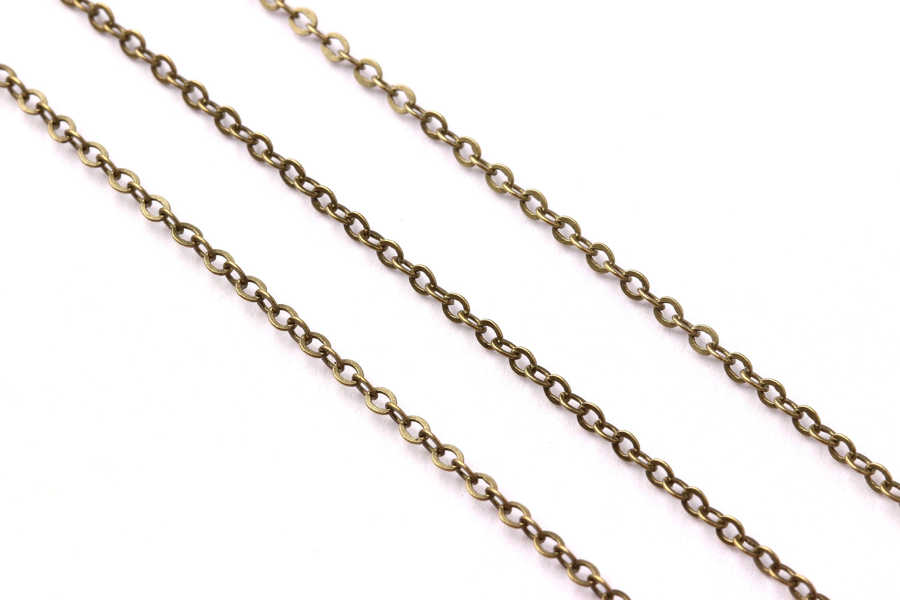 Flat Soldered Cable Chain - Brass Chain - Antique Bronze Tone Plated -Brass Soldered Link Chain - 0.09" x 0.07" x 0.01" - CC1041B-AB - DOMEDBAZAAR