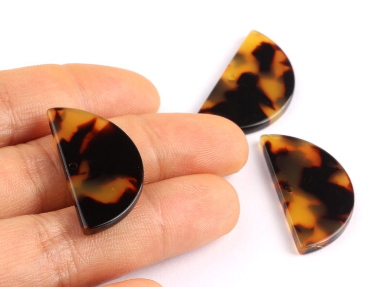Acetate Semicircle Charms - Tortoise Shell Earrings - Semicircle Earrings & Pendant - Color Code: A04 - 14x28.5x2.5mm - AC1039D - DOMEDBAZAAR
