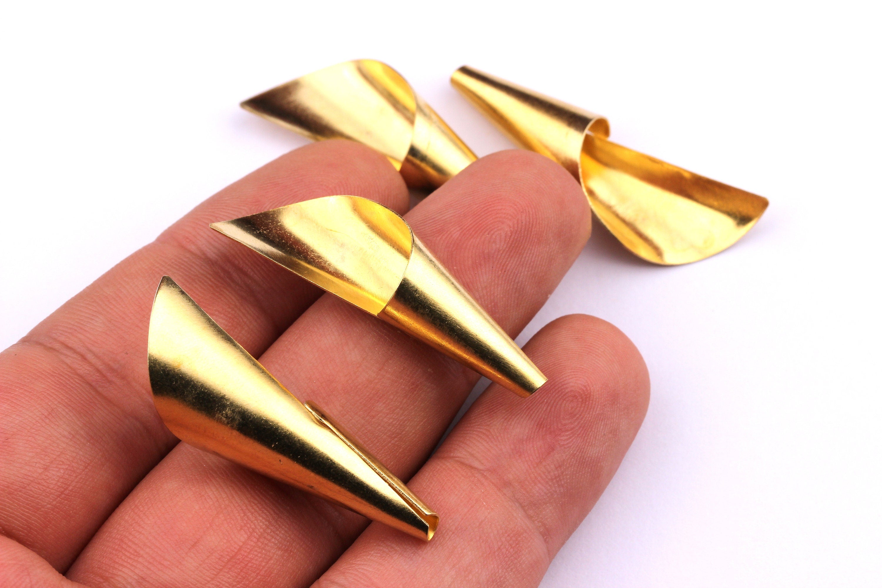 Brass Cone Bead Caps- Raw Brass Cone Bead Caps - Jewelry Supplies - 40x12mm - PP1204 - DOMEDBAZAAR