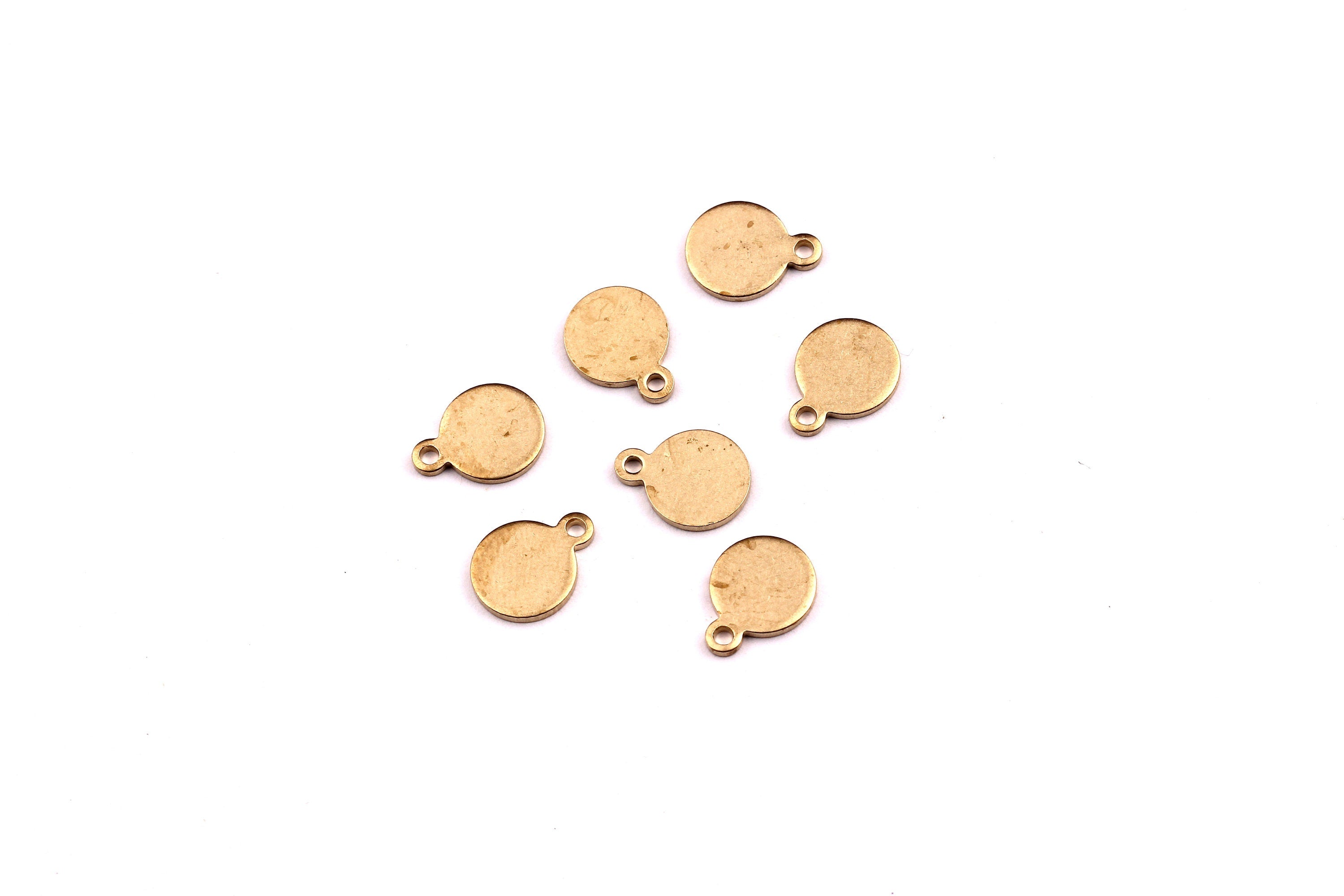 Brass Circle Stamping Tag- Raw Brass Stamping Blank - Raw Brass Charms - Jewelry Supplies - 10x8mm - PP1207 - DOMEDBAZAAR
