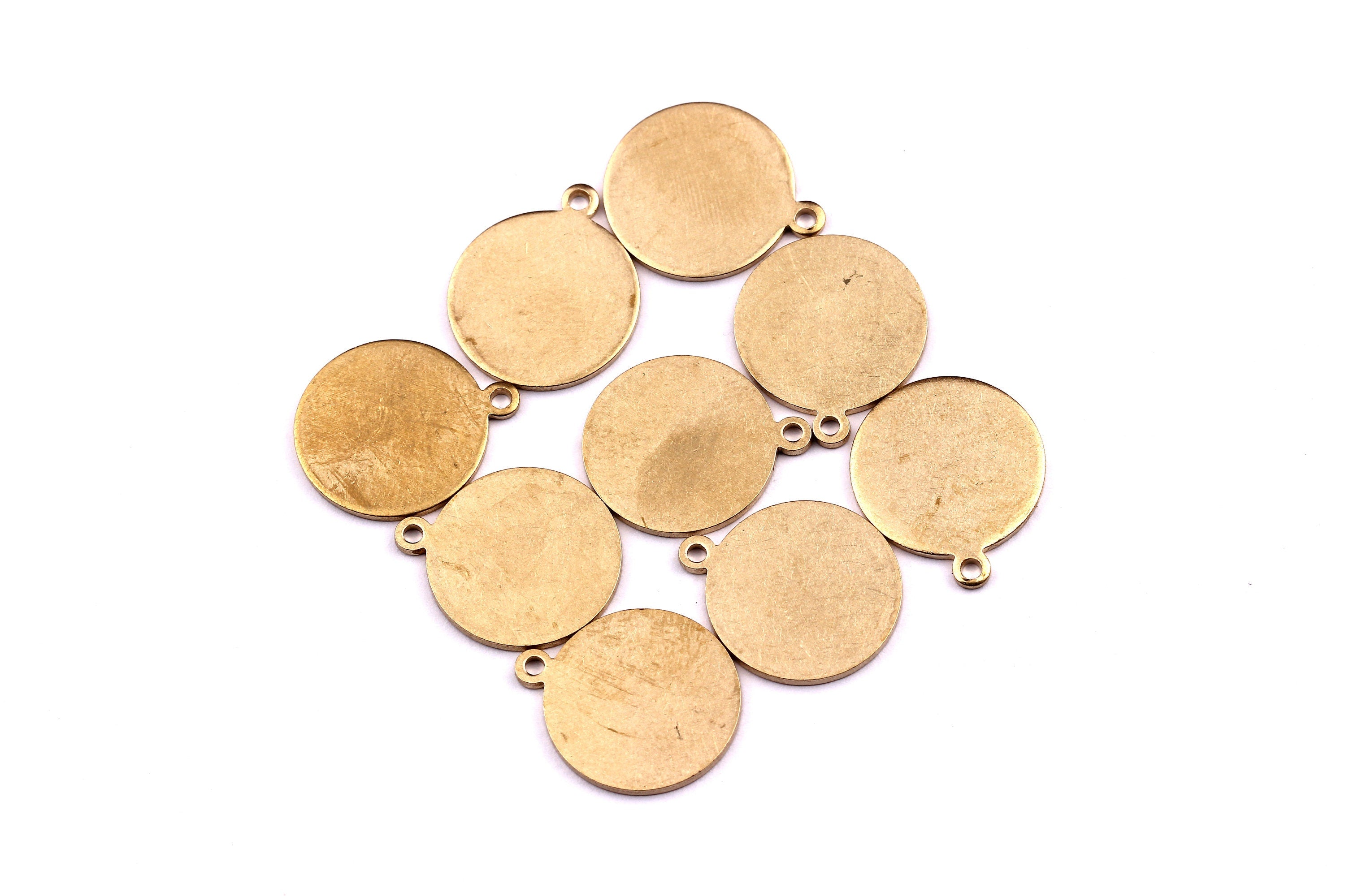 Brass Circle Stamping Tag- Raw Brass Stamping Blank - Raw Brass Charms - Jewelry Supplies - 17x14.5mm - PP1210 - DOMEDBAZAAR