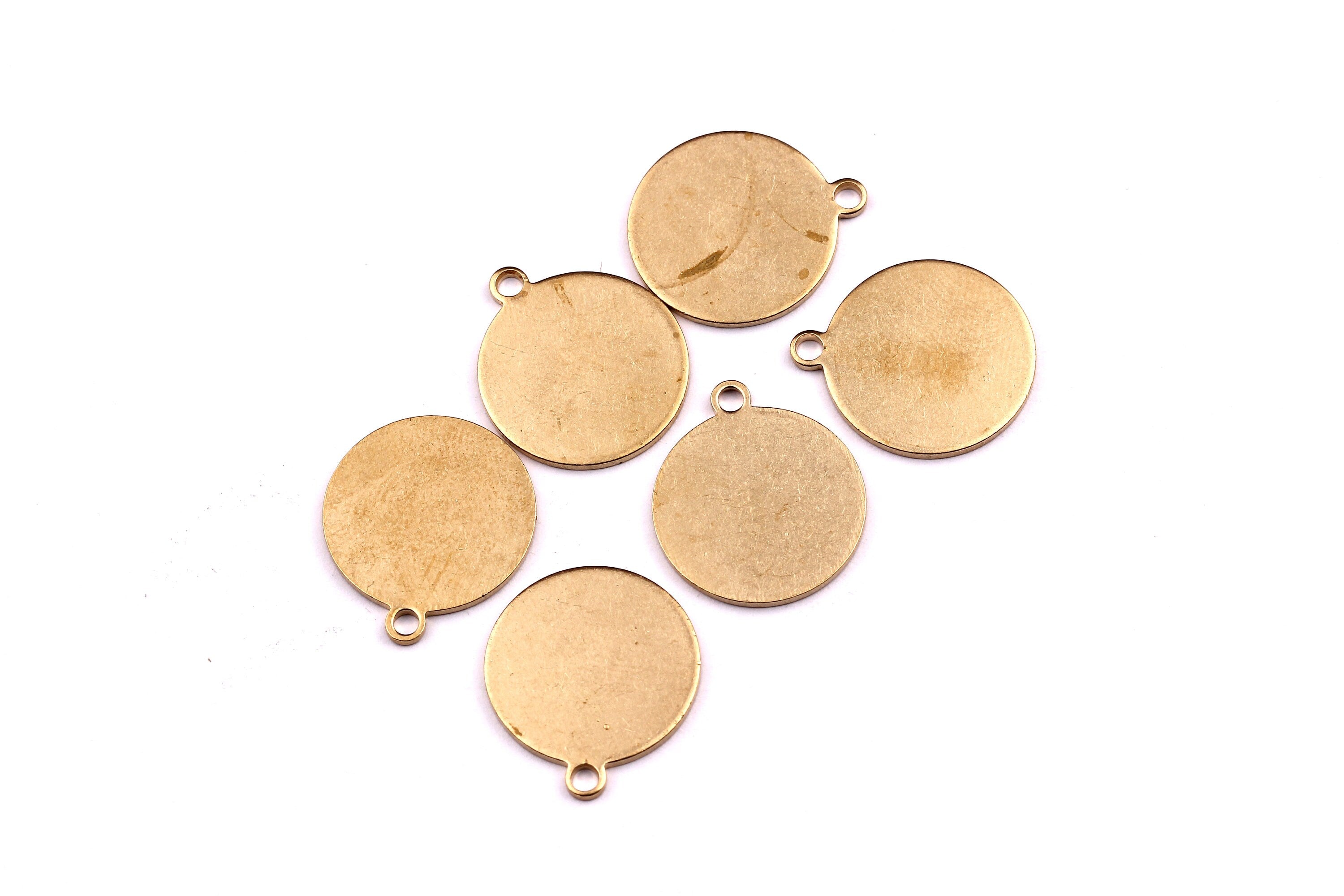 Brass Circle Stamping Tag- Raw Brass Stamping Blank - Raw Brass Charms - Jewelry Supplies - 18x16mm - PP1211 - DOMEDBAZAAR