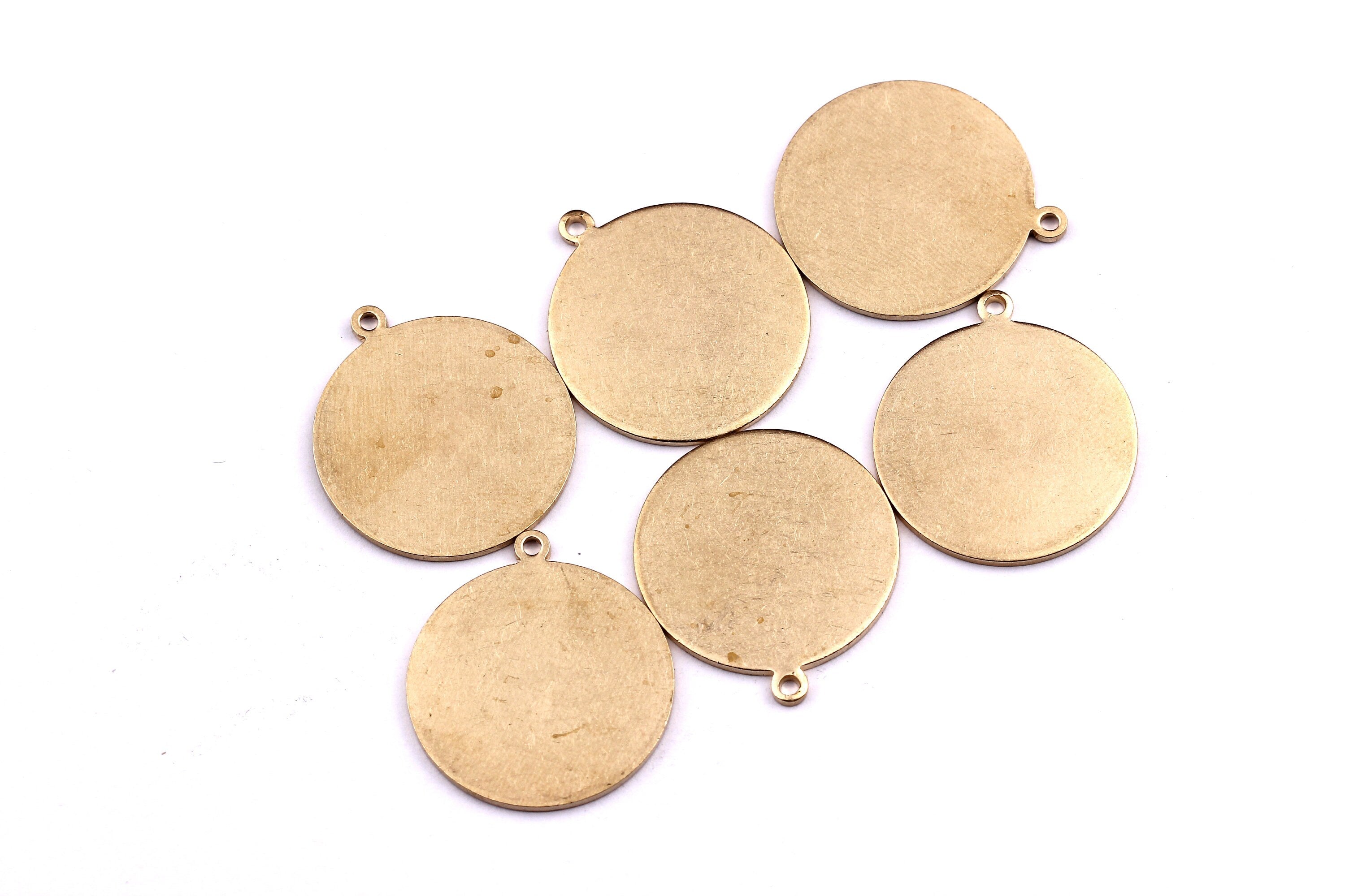 Brass Circle Stamping Tag- Raw Brass Stamping Blank - Raw Brass Charms - Jewelry Supplies - 22x20mm - PP1212 - DOMEDBAZAAR