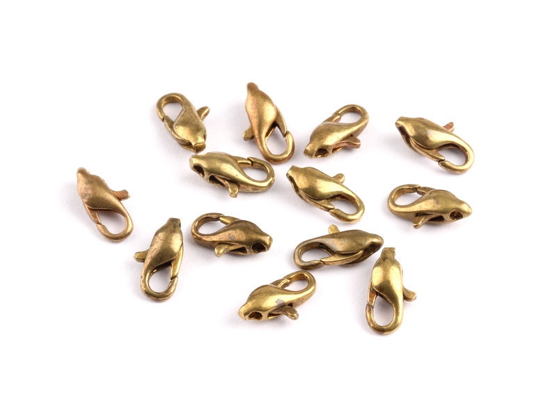 Brass Parrot Claps - Raw Brass Lobster Claw Claps -Making Jewelry - Jewelry Supplies - 10.4x3.8x3.3mm - KS1002 - DOMEDBAZAAR