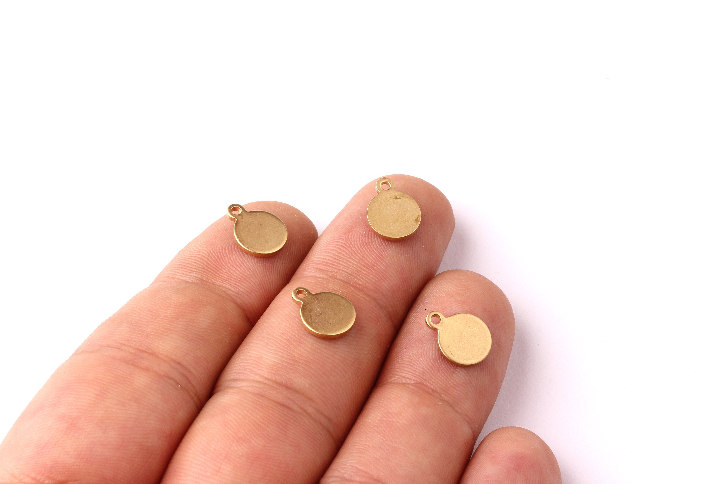 Brass Circle Stamping Tag- Raw Brass Stamping Blank - Raw Brass Charms - Jewelry Supplies - 10x8mm - PP1207 - DOMEDBAZAAR