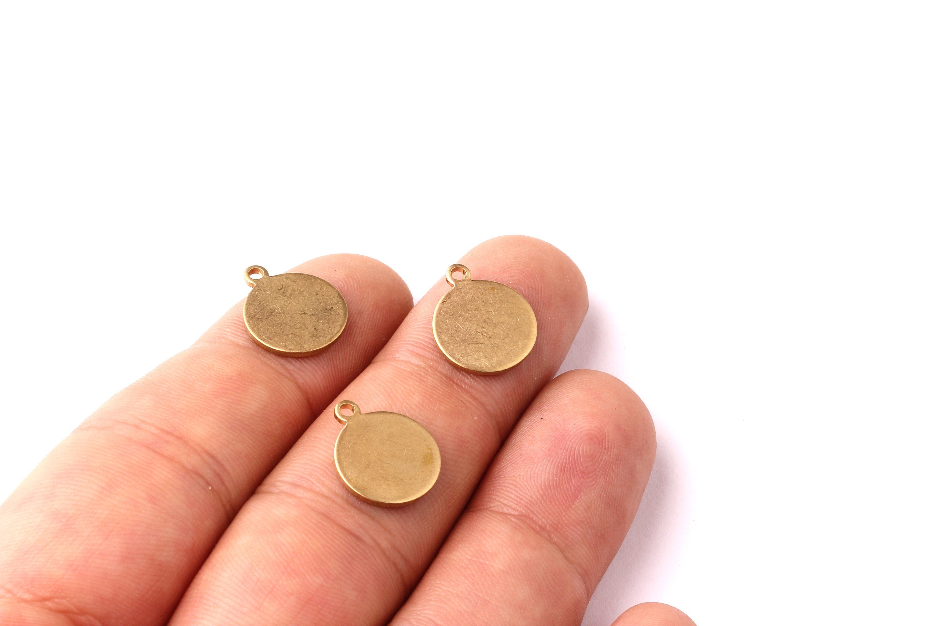Brass Circle Stamping Tag- Raw Brass Stamping Blank - Raw Brass Charms - Jewelry Supplies - 14x12mm - PP1209 - DOMEDBAZAAR