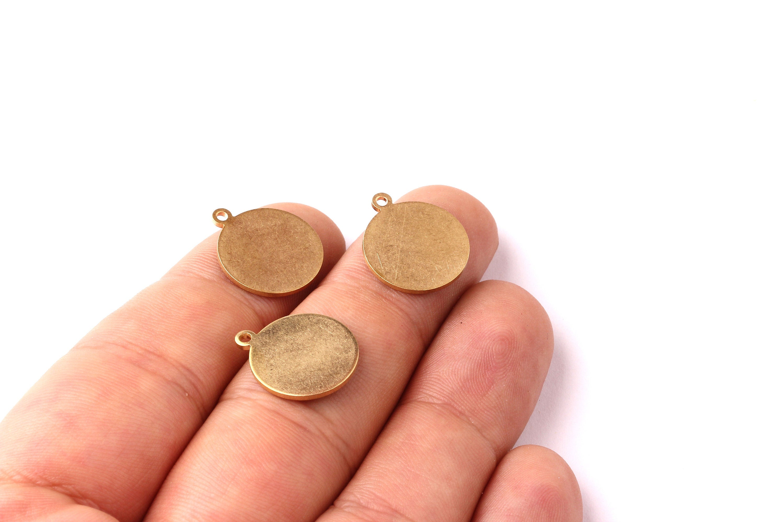 Brass Circle Stamping Tag- Raw Brass Stamping Blank - Raw Brass Charms - Jewelry Supplies - 17x14.5mm - PP1210 - DOMEDBAZAAR