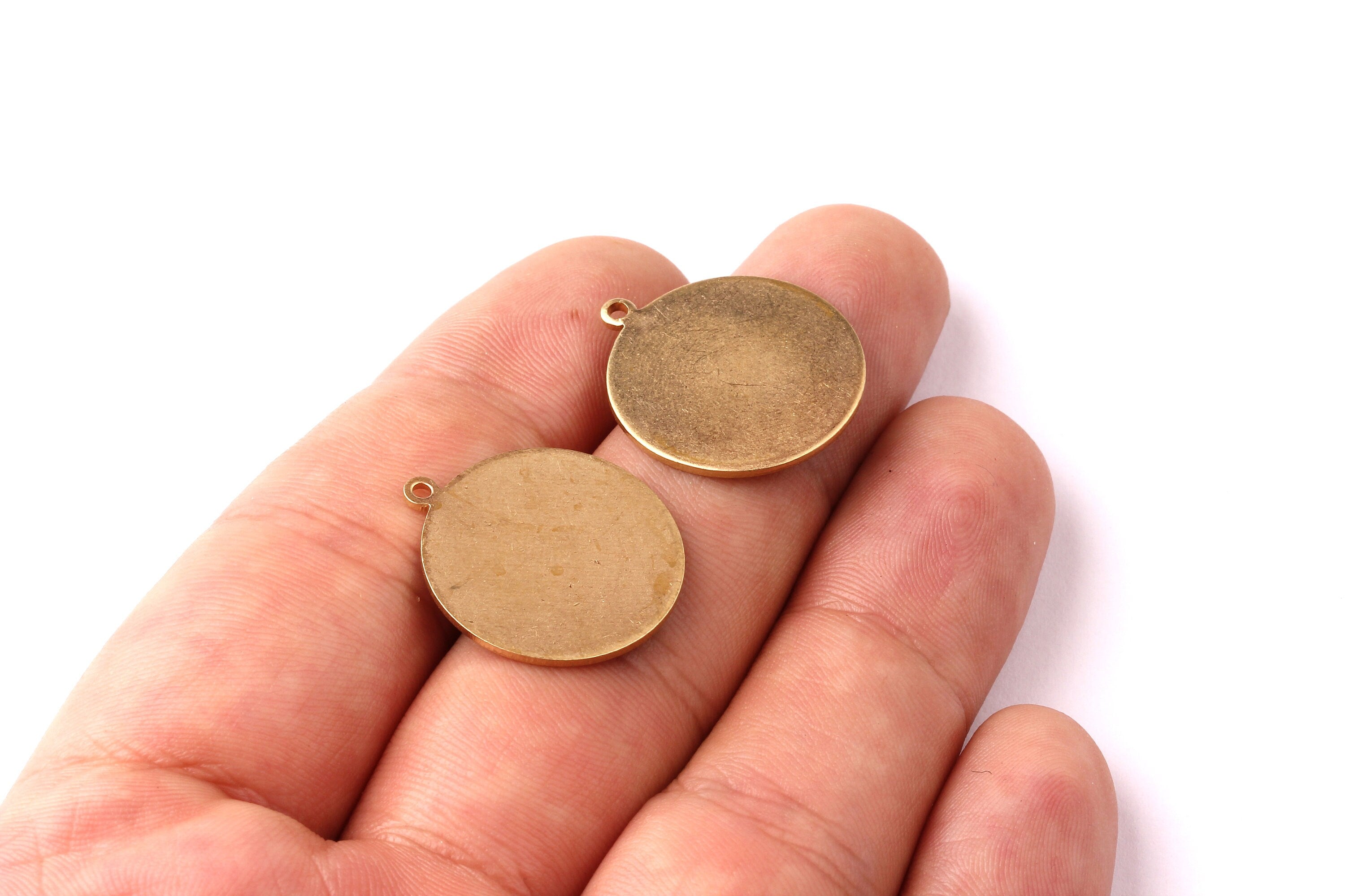 Brass Circle Stamping Tag- Raw Brass Stamping Blank - Raw Brass Charms - Jewelry Supplies - 22x20mm - PP1212 - DOMEDBAZAAR