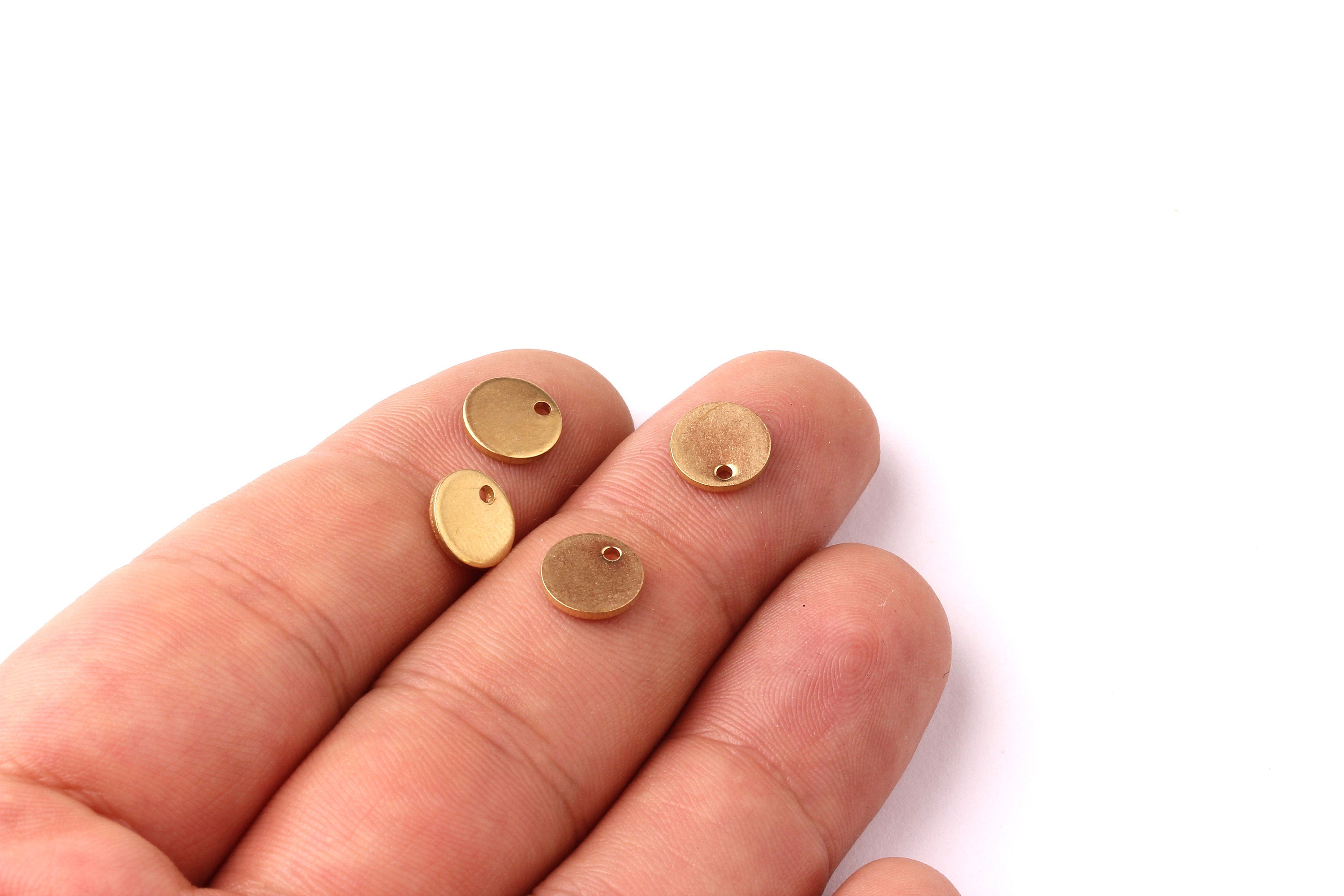 Raw Brass Round Tag- Brass Stamping Tag - Raw Brass Charms - Jewelry Supplies - 8x1mm - PP1219 - DOMEDBAZAAR