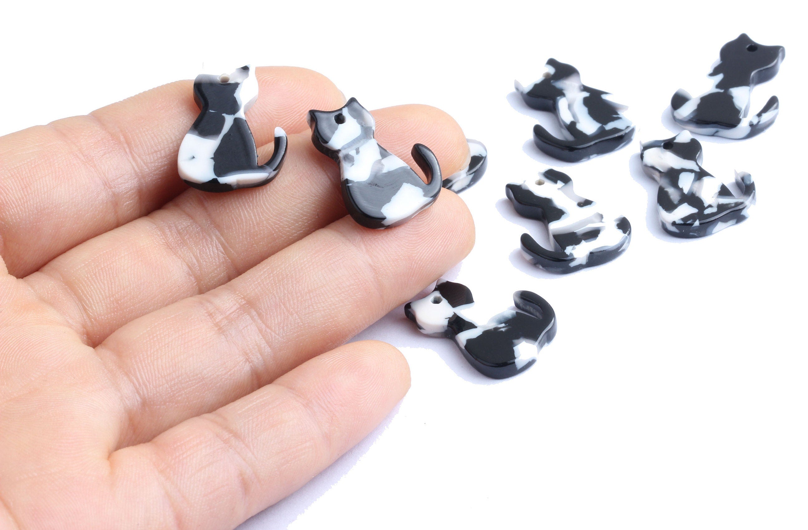 Acetate Cat Charms - Cat Earrings and Pendant - Earring Findings - Jewelry Supplies - Color Code: A17 - 20.78x15.2x2.45mm - AC1073E - DOMEDBAZAAR