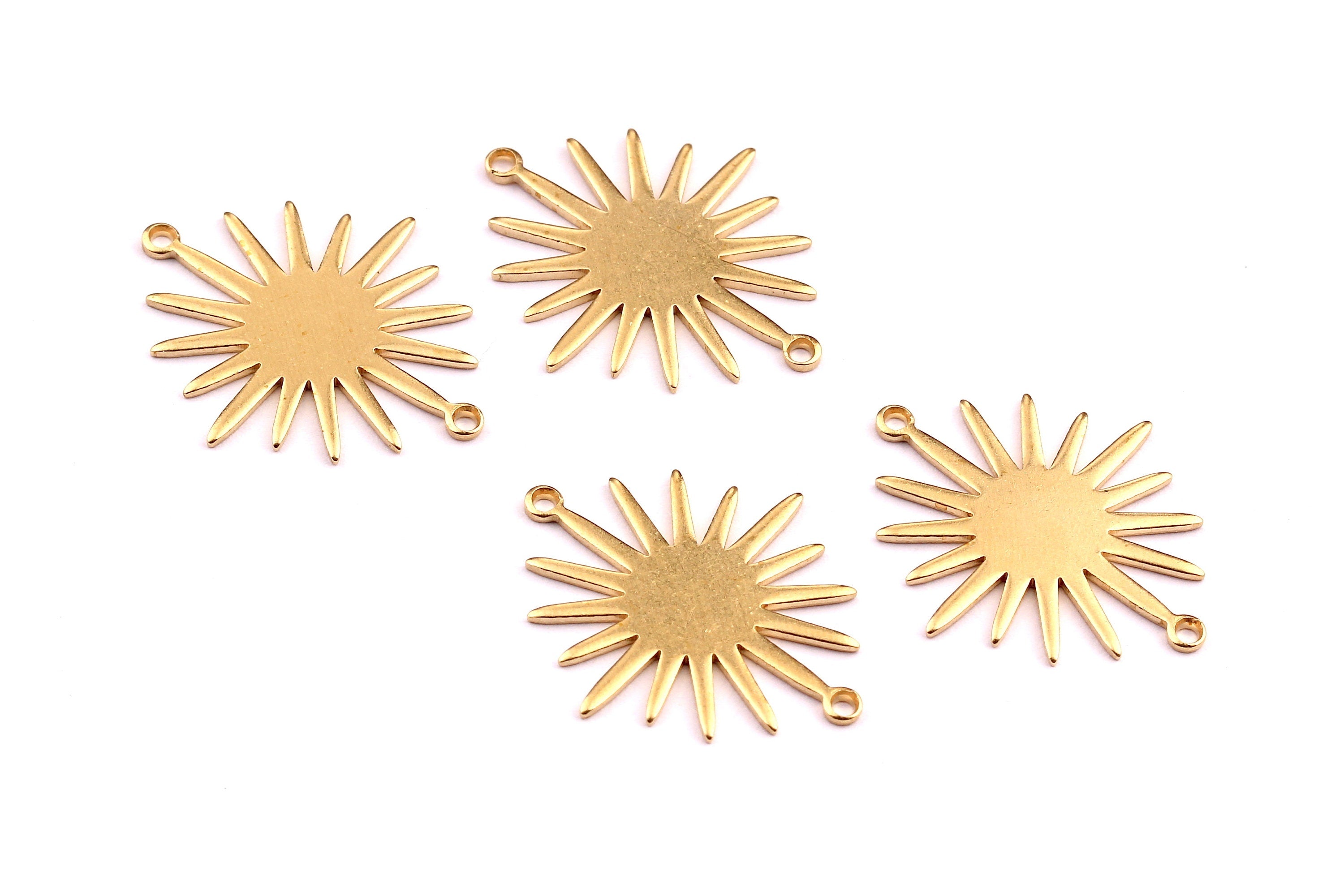 Raw Brass Connector - Sun Shaped Brass Charms - Jewelry Supplies - 27x26x1mm - PP1269 - DOMEDBAZAAR