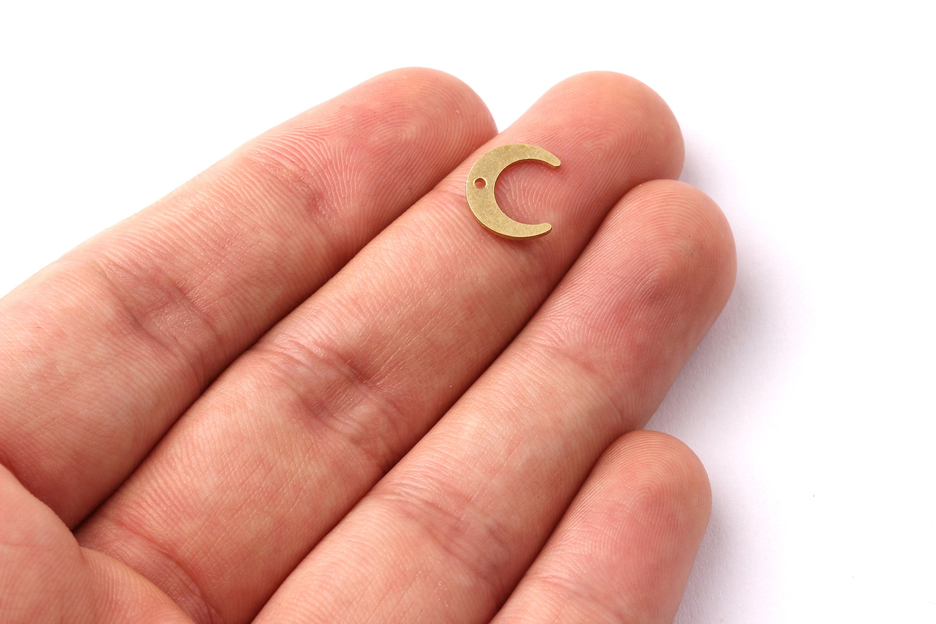 Brass Crescent Charms - Moon Shaped Raw Brass Charms- Jewelry Supplies - 11x9.5x0.75mm - PP1257 - DOMEDBAZAAR