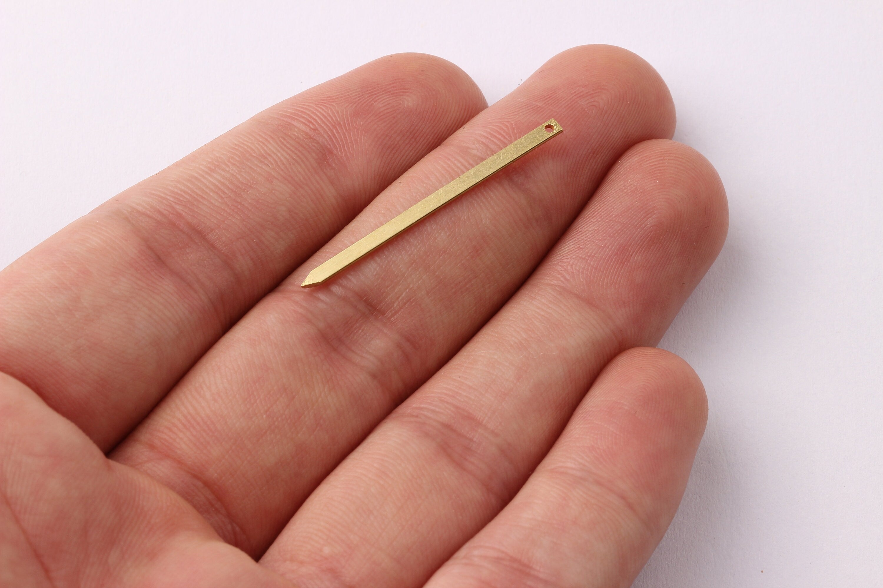 Brass Nail Charms - Stick Shaped Raw Brass Charms - Jewelry Supplies - 34x2x0.75mm - PP1273 - DOMEDBAZAAR