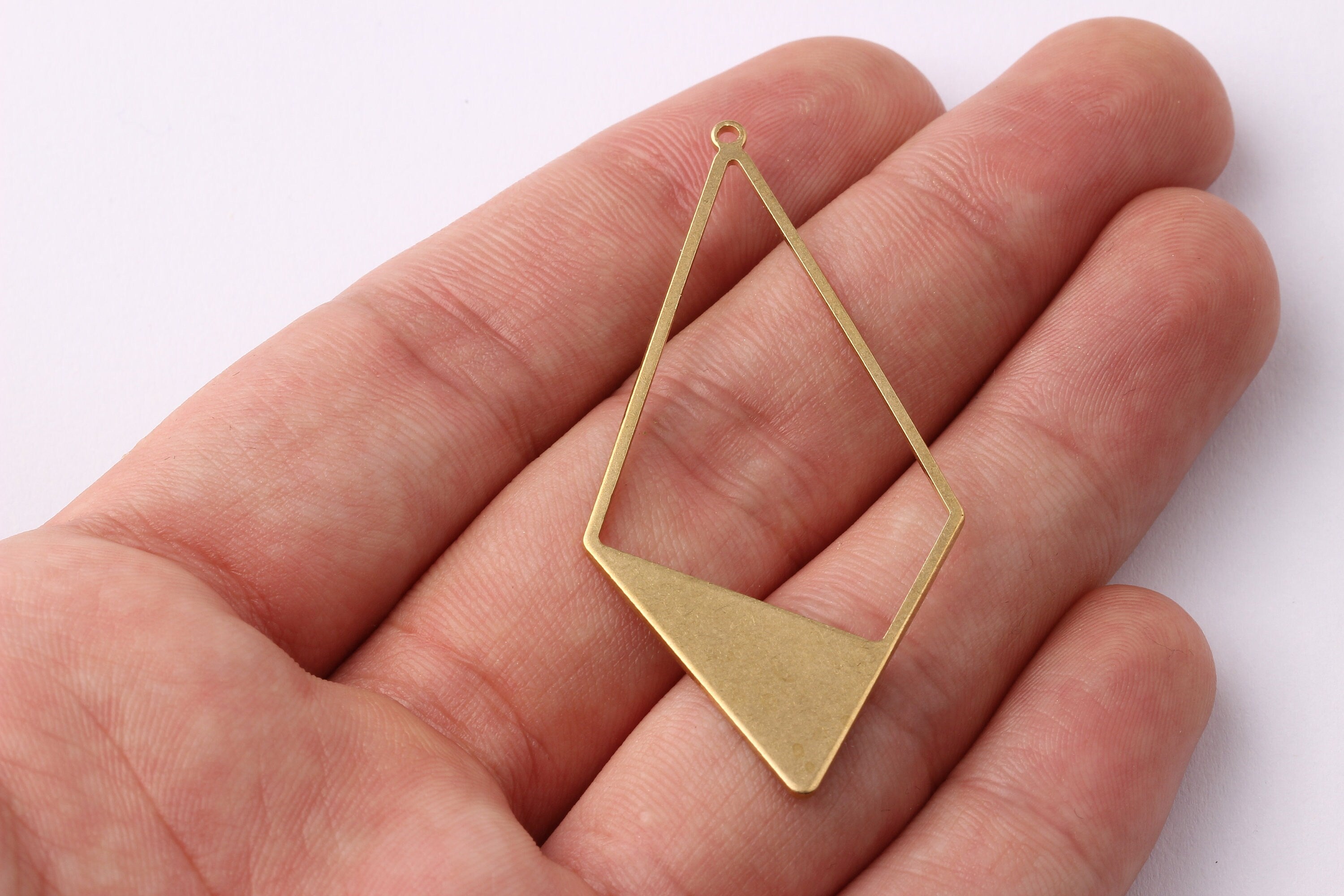 Brass Rhombus Charms - Rhombus Shaped Raw Brass Charms - Geometric Pendant - Jewelry Supplies - 56x27x1mm - PP1294 - DOMEDBAZAAR
