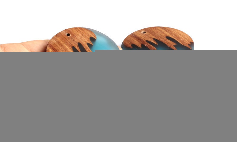 Wood Resin Pendant - Natural Monzo Wooden Charms - Circular Resin Necklace - Jewelry Supplies - Wooden Beads - 53.7x53.7x8.7mm - BB1052C - DOMEDBAZAAR