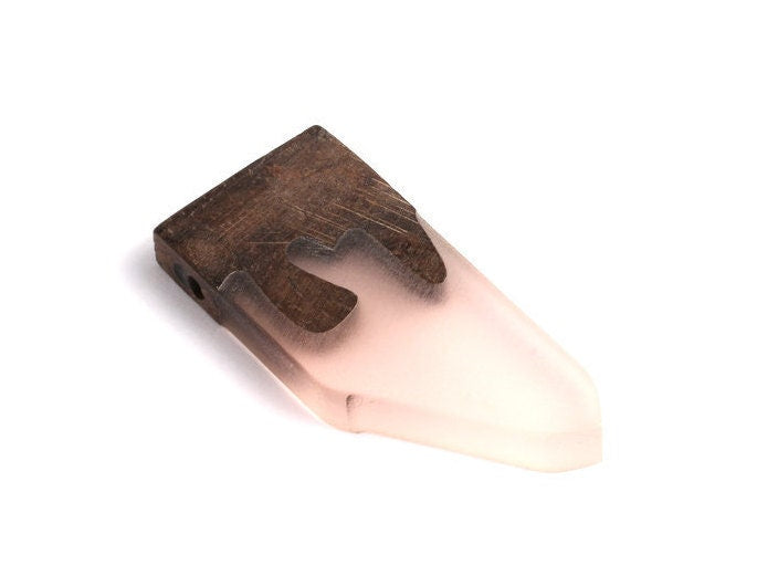 Wood Resin Pendant - Natural Monzo Wooden Charms - Green Epoxy Resin Necklace - Jewelry Supplies - Wooden Beads - 50x23x6mm - BB1004P - DOMEDBAZAAR