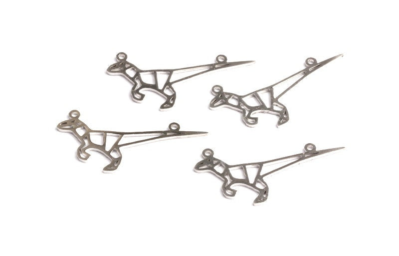 Stainless Steel Dinosaur Charm - Dinosaur Shaped  Charms - Jewelry Supplies - 30x15x0.8mm - SS1006 - DOMEDBAZAAR