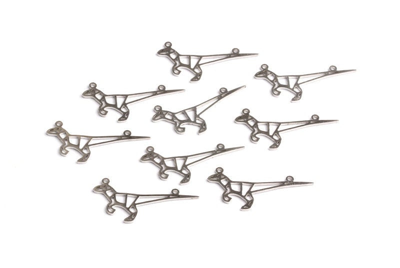 Stainless Steel Dinosaur Charm - Dinosaur Shaped  Charms - Jewelry Supplies - 30x15x0.8mm - SS1006 - DOMEDBAZAAR