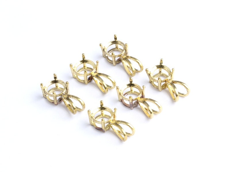 Brass Prong Setting - Circle Shaped Setting - Earring Findings- Jewelry Supplies - 5.72mm Pad - PP1072 - DOMEDBAZAAR