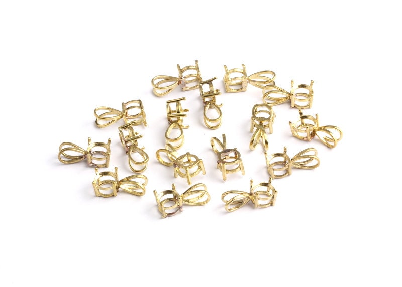 Brass Prong Setting - Circle Shaped Setting - Earring Findings- Jewelry Supplies - 5.72mm Pad - PP1072 - DOMEDBAZAAR