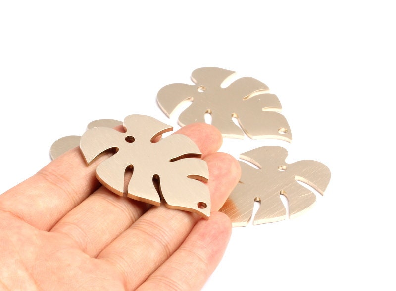Aluminum Charms - Leaf Shaped Pendant - Anodized Aluminium Charms - Wall Decor - Light Gold Tone - 52x35x2mm - AA1130 - DOMEDBAZAAR