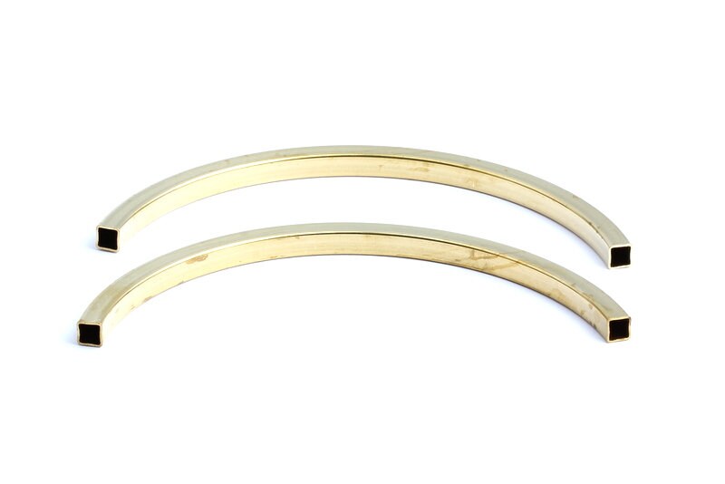 Raw Brass Tube - Raw Brass Square Shaped - Raw Brass Curved Tubes - 94x35x4mm - PP1180 - DOMEDBAZAAR