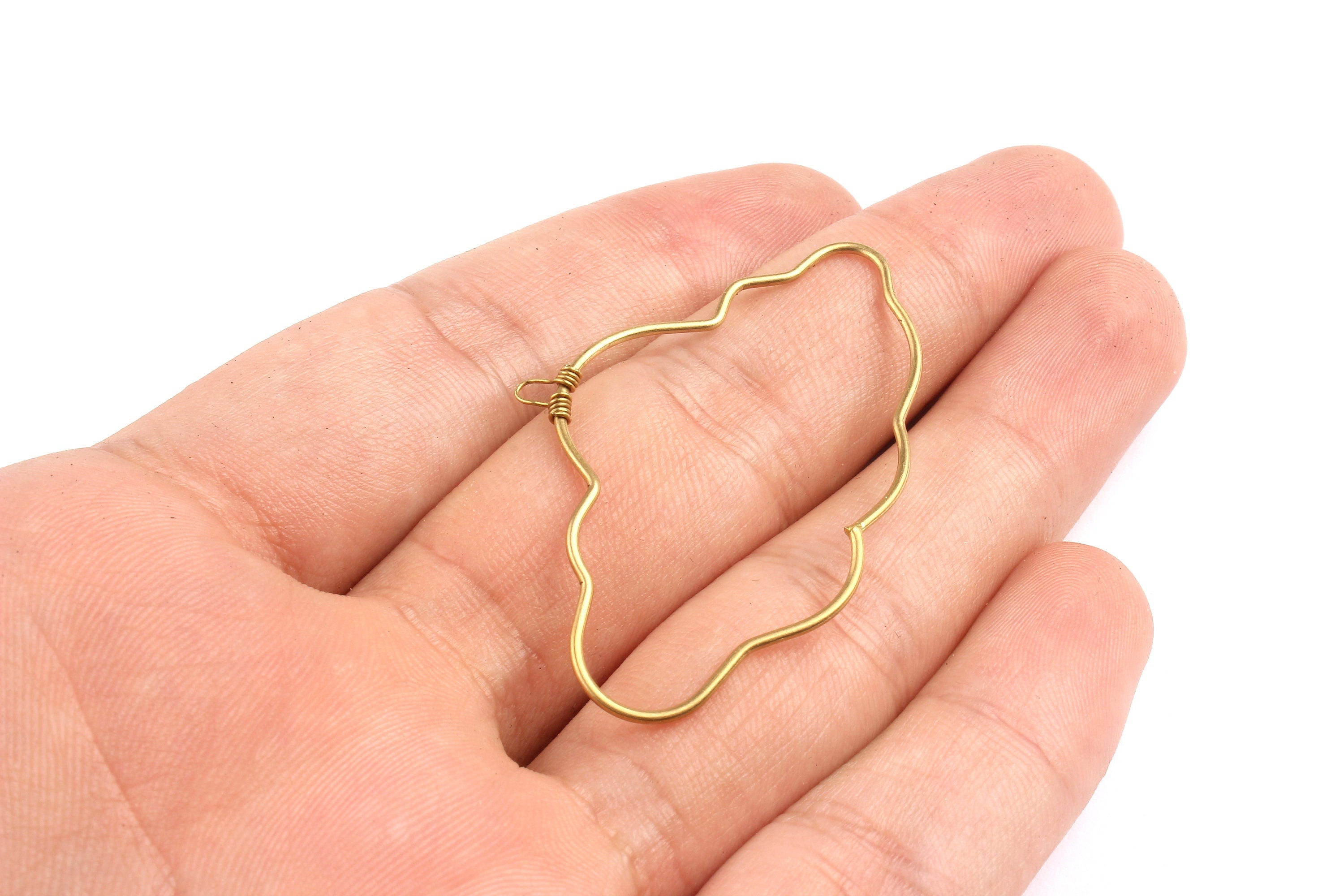 Brass Cloud Pendant- Raw Brass Cloud Wire Pendant - Jewelry Supplies - 30x51x1.2mm - PP1306 - DOMEDBAZAAR