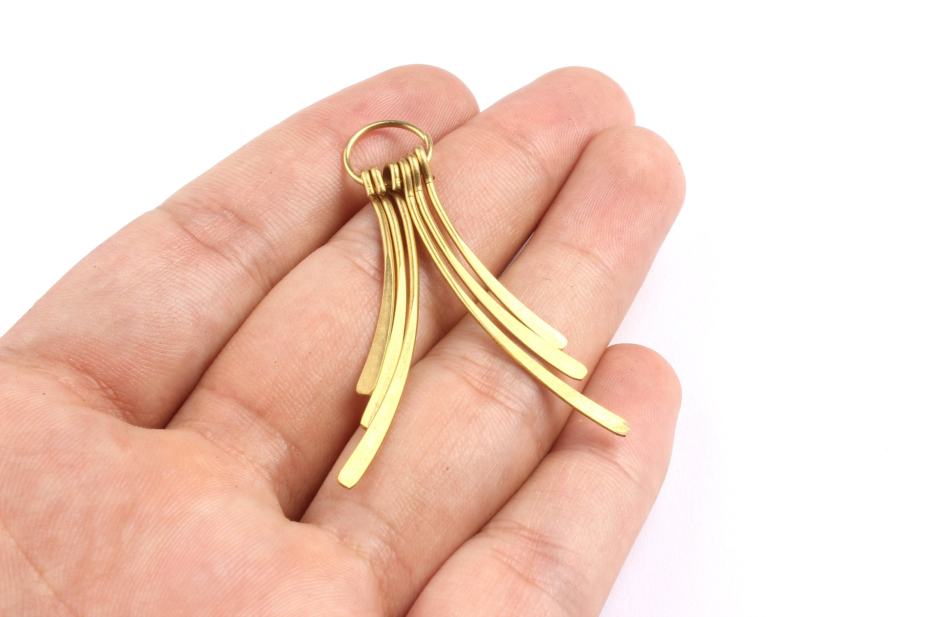 Brass Fringed Charms - Raw Brass Hammered Fringed Trim Charms - Earring Findings - Jewelry Supplies - 54x12x1mm - PP1308 - DOMEDBAZAAR