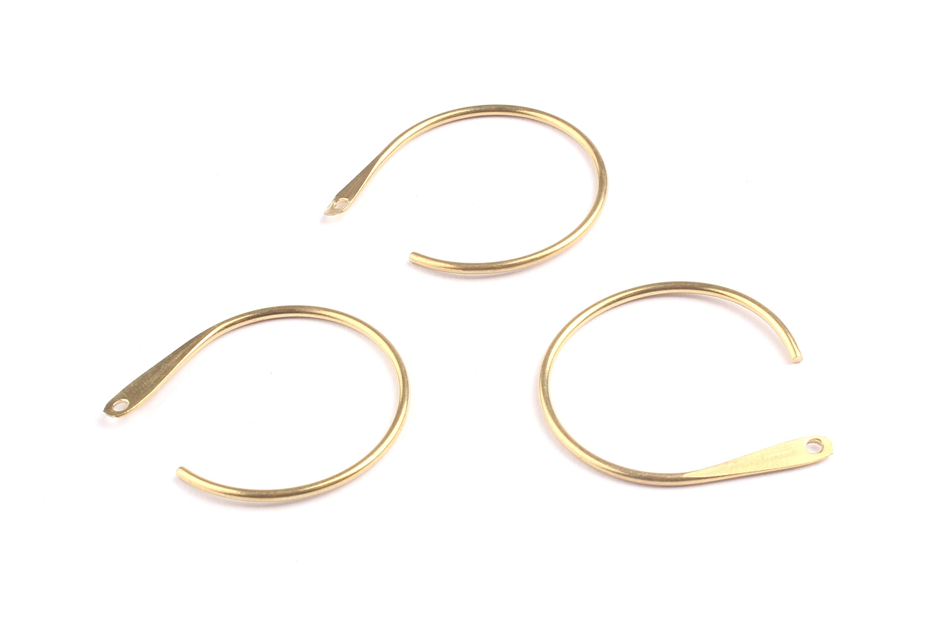 Brass Earring Wire - Raw Brass Hoop - Brass Ear Wire - Earring Findings - Jewelry Supplies - 30x25x1.2mm - PP1309 - DOMEDBAZAAR
