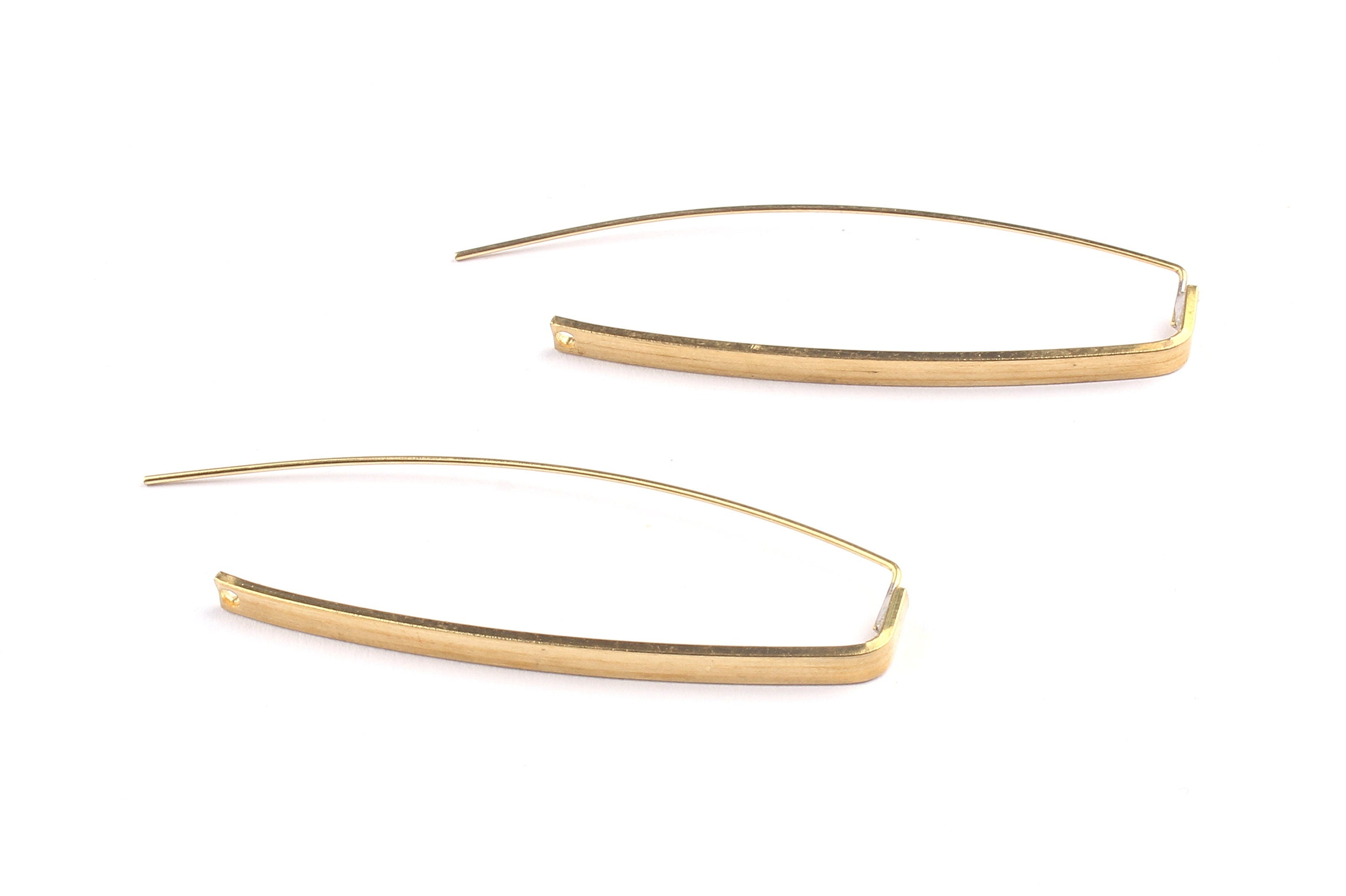 Brass Ear Wire - Raw Brass Needle Bar Earring Wire - Earring Findings - Jewelry Supplies - 58x17x1mm - PP1311 - DOMEDBAZAAR