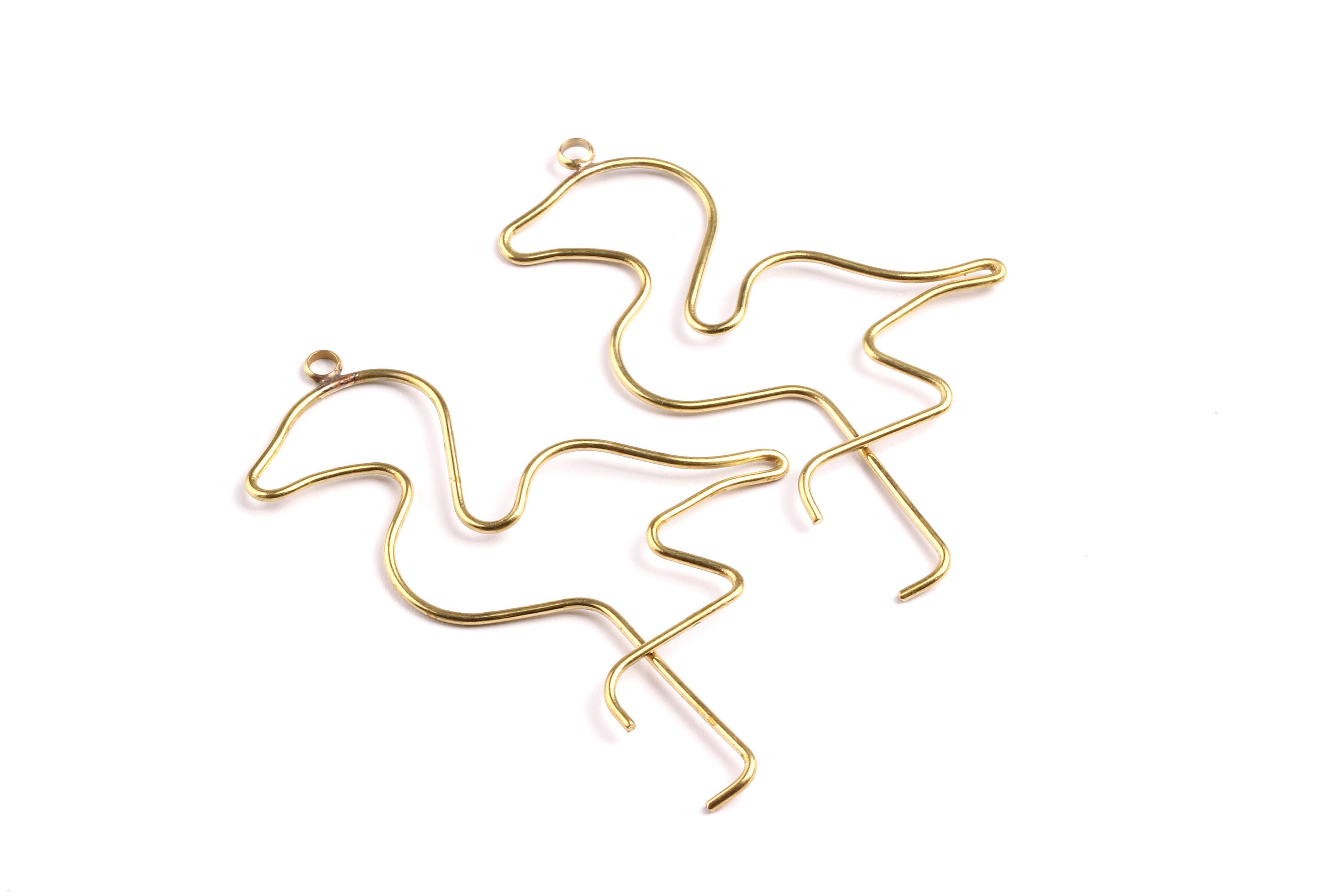 Brass Flamingo Pendant- Raw Brass Flamingo Wire Pendant - Jewelry Supplies - 64x45x1.45mm - PP1312 - DOMEDBAZAAR