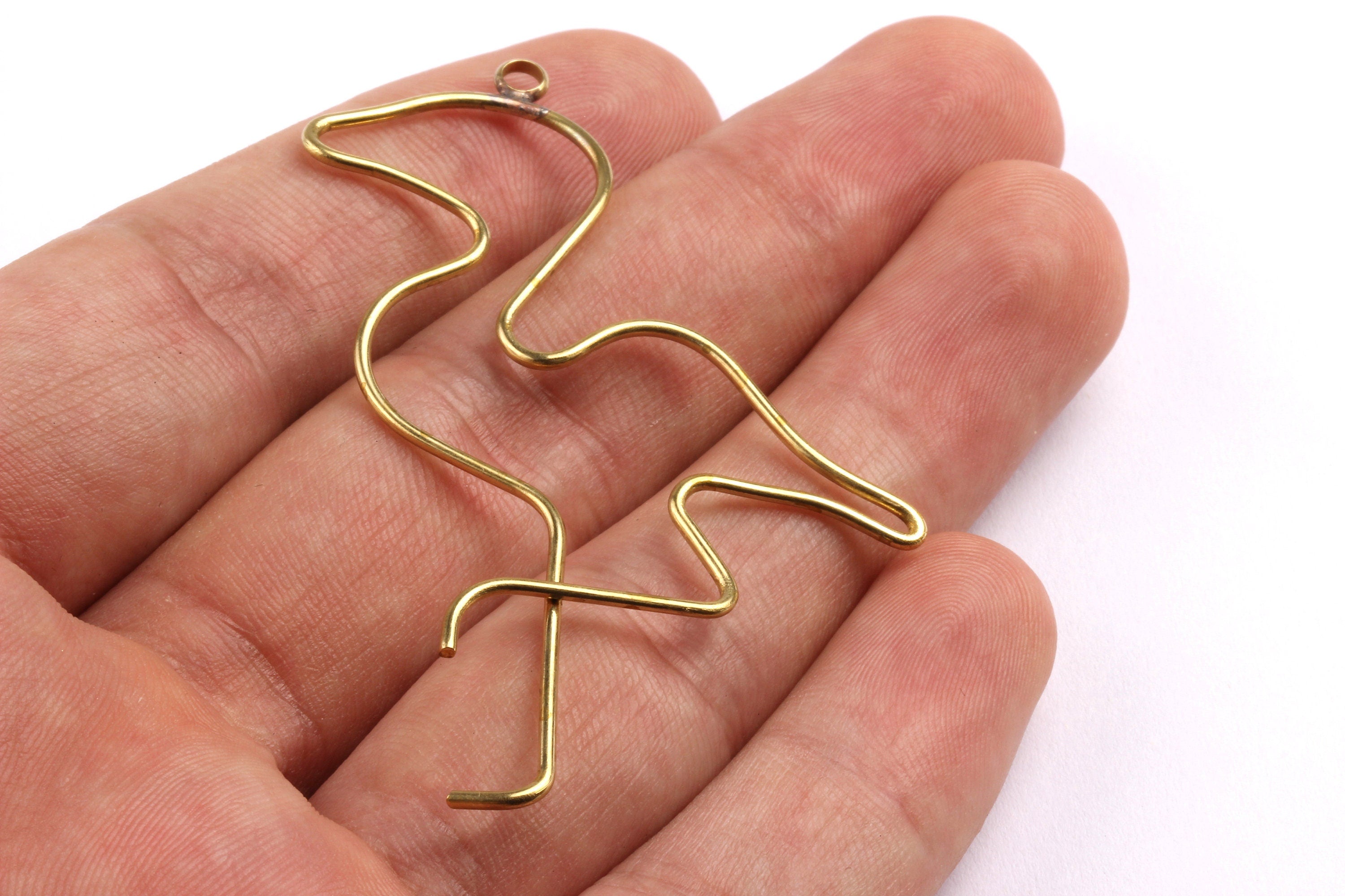 Brass Flamingo Pendant- Raw Brass Flamingo Wire Pendant - Jewelry Supplies - 64x45x1.45mm - PP1312 - DOMEDBAZAAR