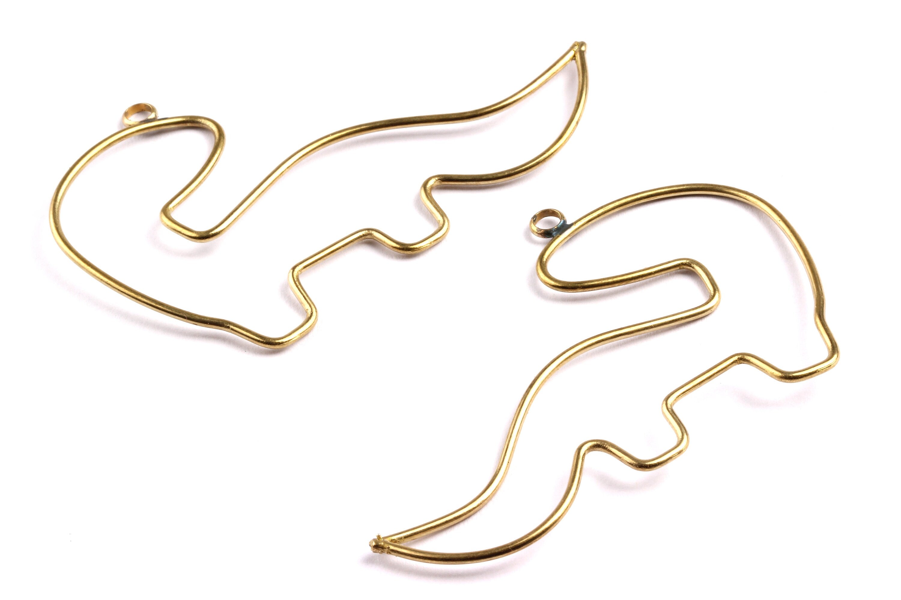 Brass Dinosaur Pendant- Raw Brass Dinosaur Wire Pendant - Jewelry Supplies - 41x56x1.2mm - PP1317 - DOMEDBAZAAR