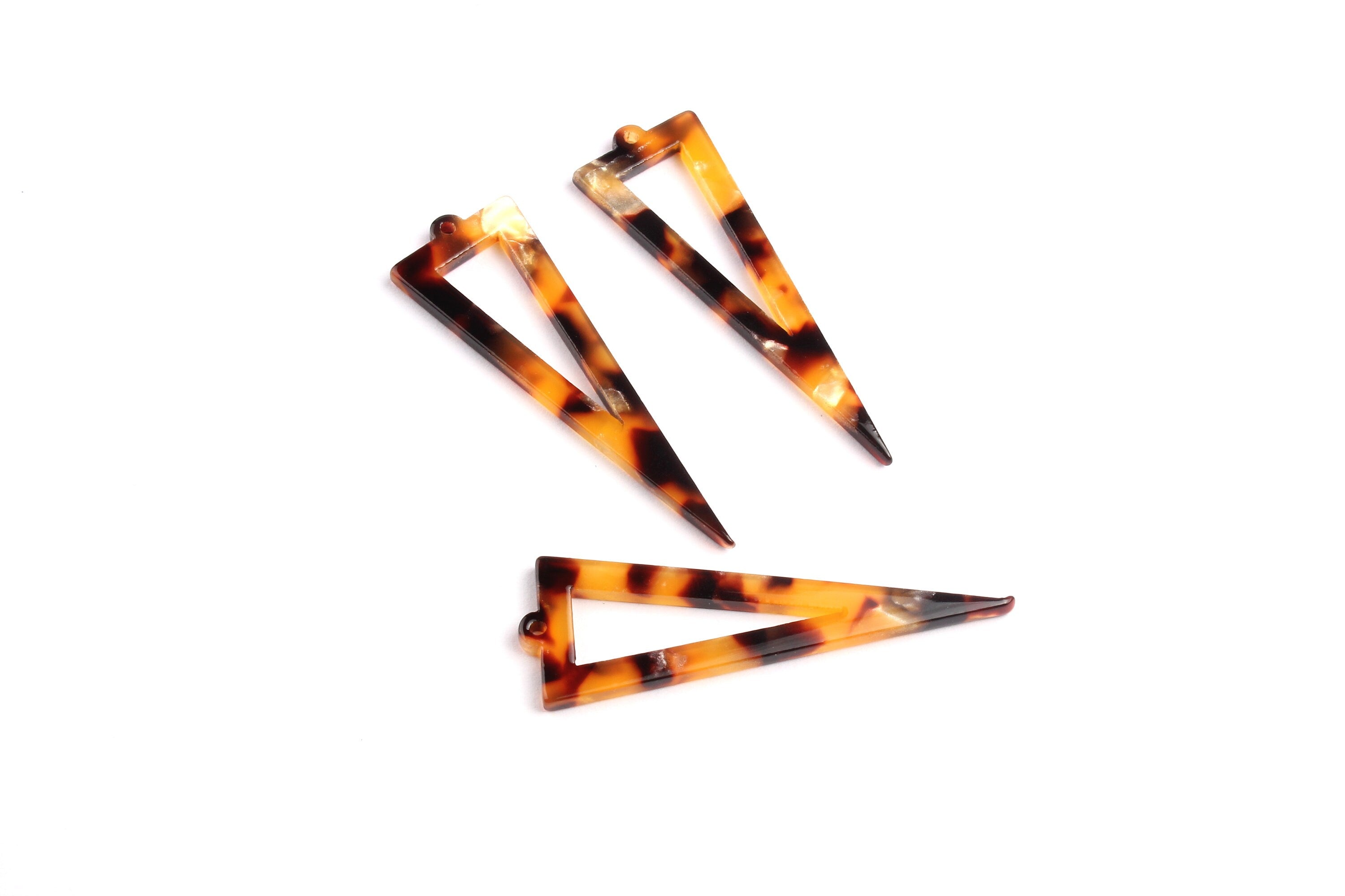 Acrylic Earring Charms - Tortoise Shell Earrings - Triangle Shaped - Earring Findings - 40.3x12.8mm - AC1085C - DOMEDBAZAAR