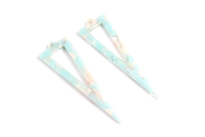 Acrylic Earring Charms - Baby Blue Tortoise Shell Earrings - Triangle Shaped - Earring Findings - Color Code: A97 - 40.3x12.8mm - AC1085D - DOMEDBAZAAR