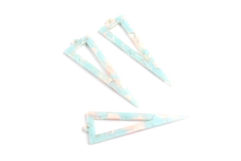 Acrylic Earring Charms - Baby Blue Tortoise Shell Earrings - Triangle Shaped - Earring Findings - Color Code: A97 - 40.3x12.8mm - AC1085D - DOMEDBAZAAR