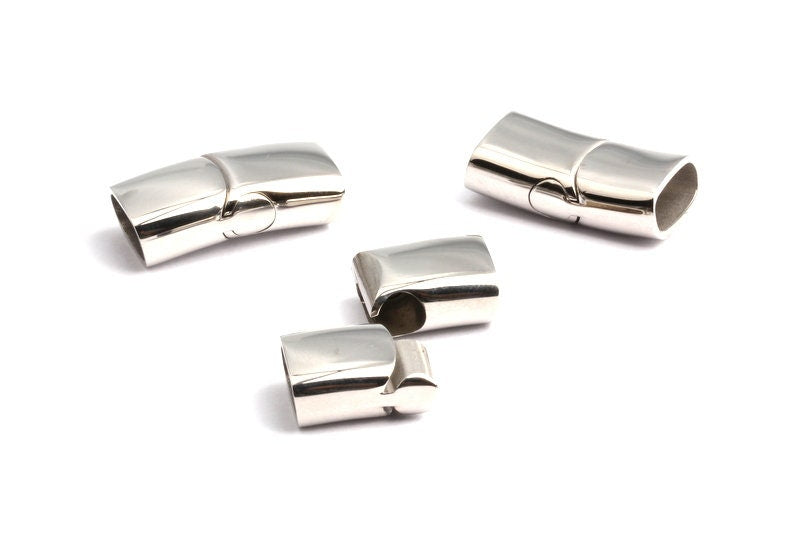 Stainless Steel Magnetic Clasp Charms - Nickel Flat Leather Cord Clasp - Magnetic Nickel Clasp - 24x12x7mm -SS1004S - DOMEDBAZAAR
