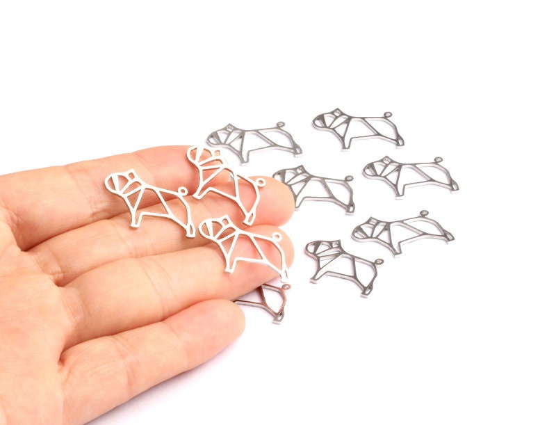 Stainless Steel Dog Charm - Dog Shaped Stainless Steel Charms - Jewelry Supplies -16.5x22x0.8mm - SS1005 - DOMEDBAZAAR