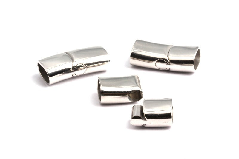 Stainless Steel Magnetic Clasp Charms - Nickel Flat Leather Cord Clasp - Magnetic Nickel Clasp - 28x14x8mm -SS1004B - DOMEDBAZAAR