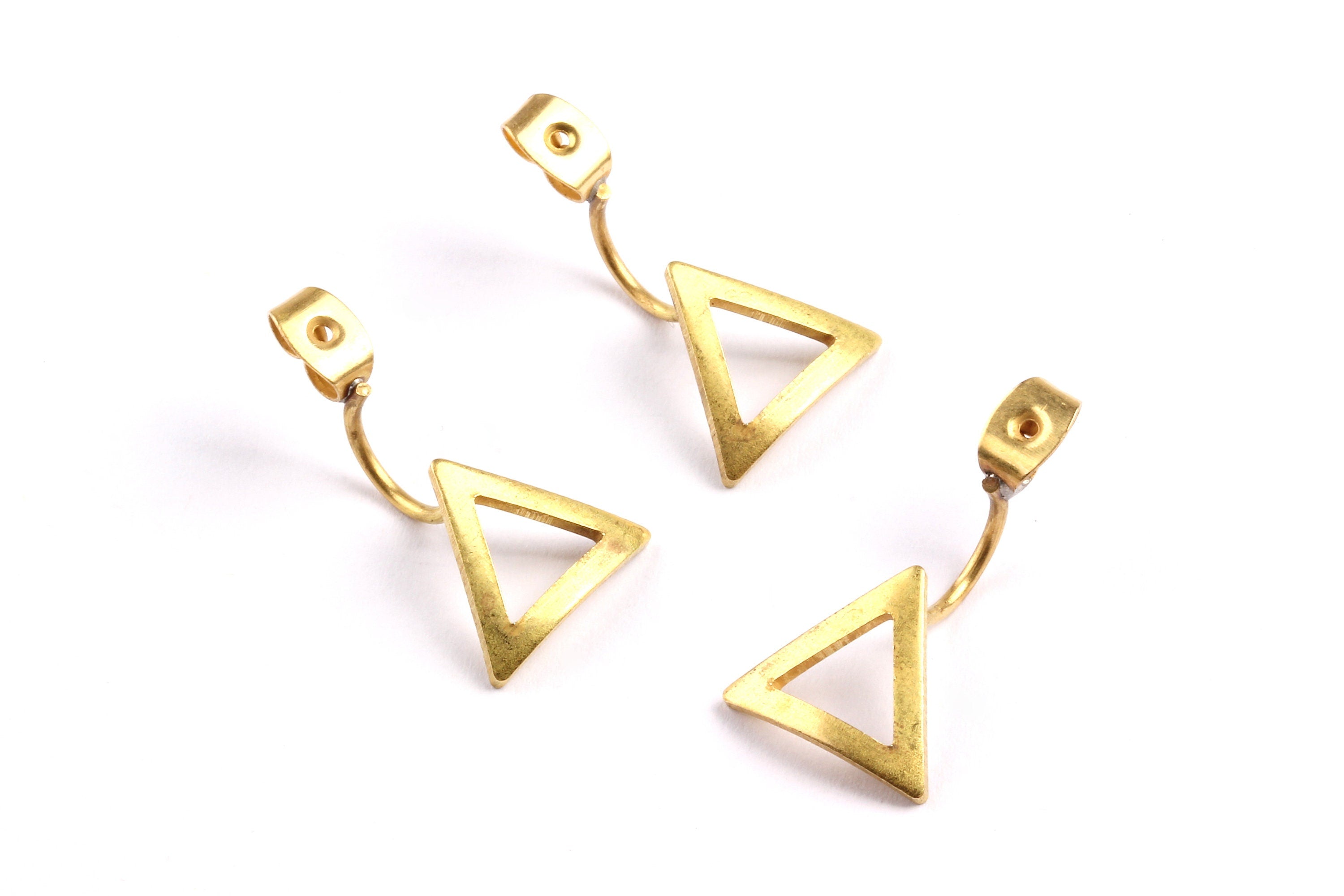 Brass Earring Backs - Raw Brass Triangle Earring Back - Earring Findings - Jewelry Supplies - 24x13x1mm - PP1322 - DOMEDBAZAAR