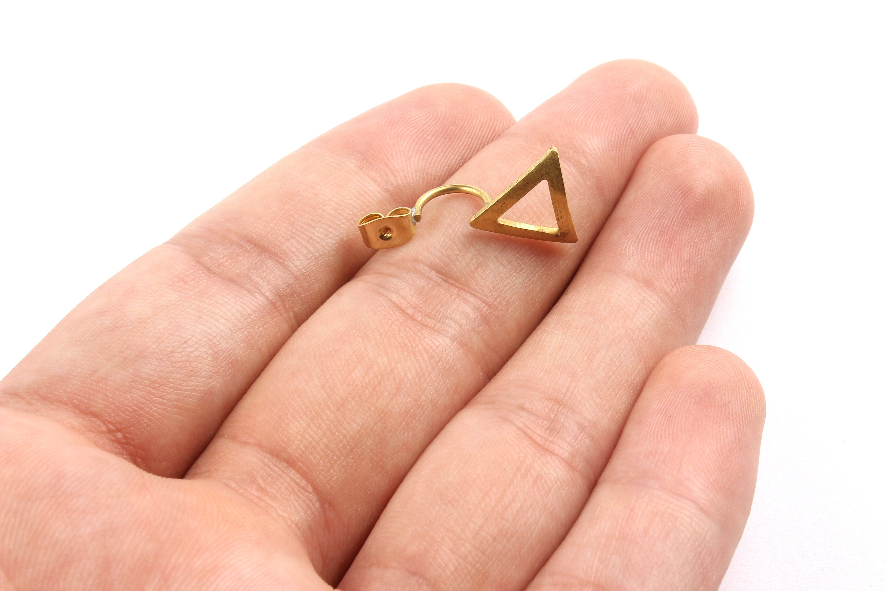 Brass Earring Backs - Raw Brass Triangle Earring Back - Earring Findings - Jewelry Supplies - 24x13x1mm - PP1322 - DOMEDBAZAAR