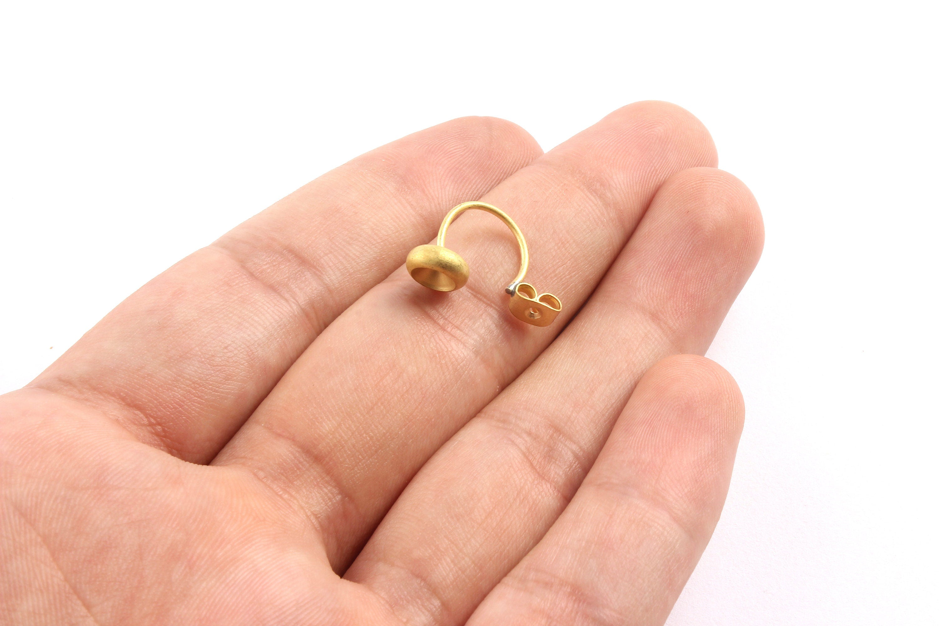 Earing Studs Back Stopper - Raw Brass Earring Back - Earring Findings - Jewelry Supplies - 20x7.5x3mm - PP1325 - DOMEDBAZAAR
