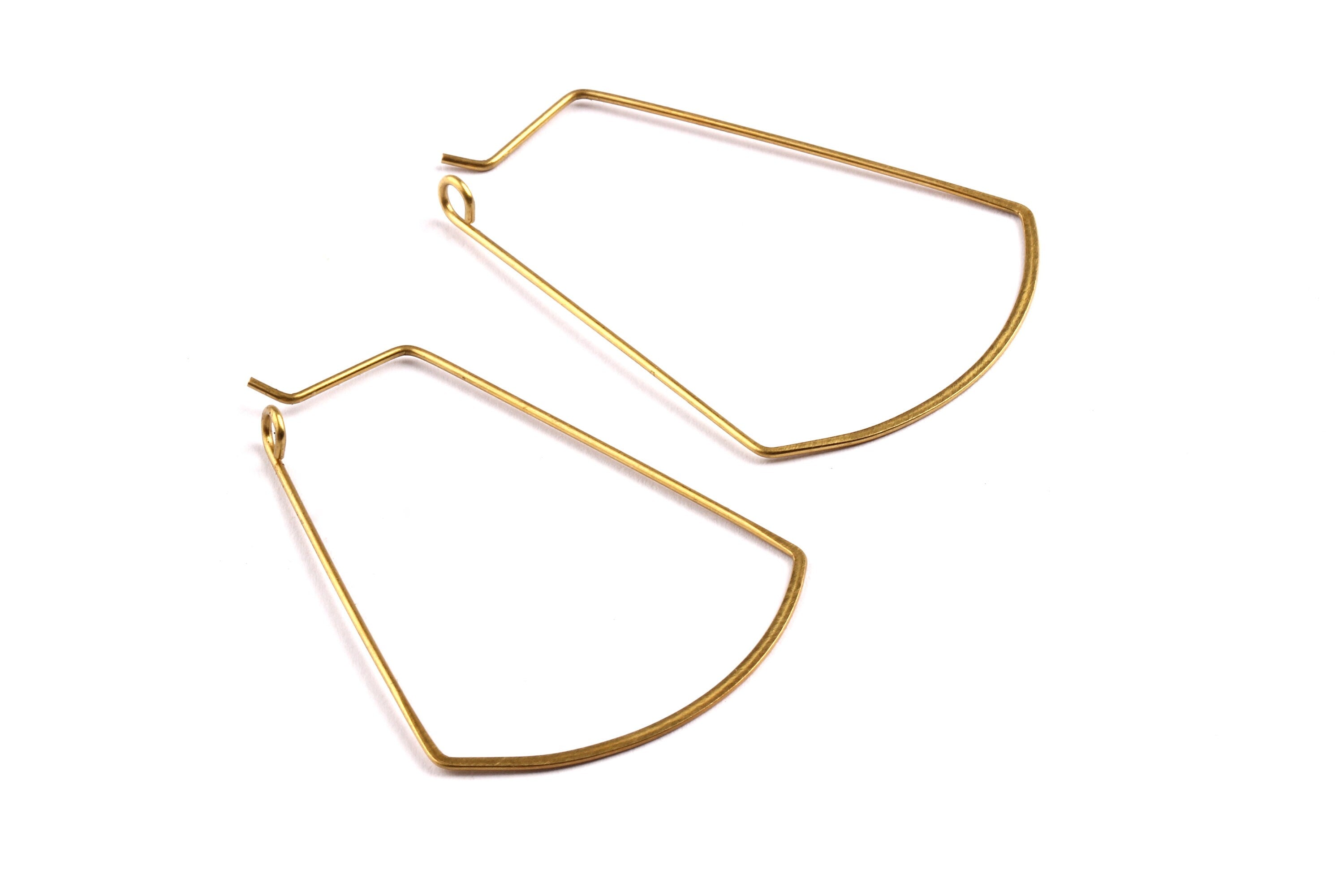 Brass Earring Wire - Raw Brass Geometric Shaped Ear Wire - Earring Findings - Jewelry Supplies - 44x32x0.8mm - PP1330 - DOMEDBAZAAR