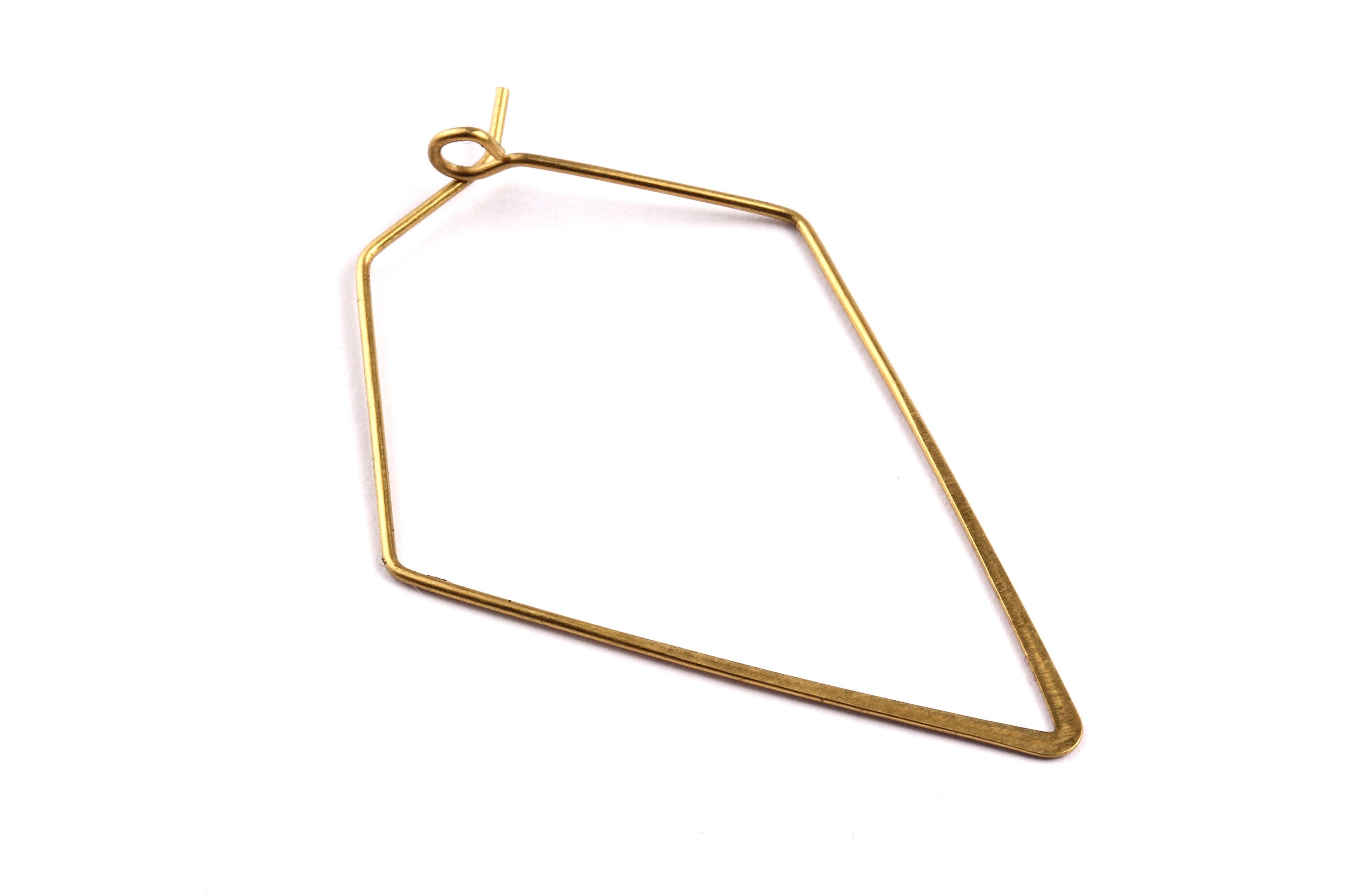 Brass Earring Wire - Raw Brass Diamond Ear Wire - Earring Findings - Jewelry Supplies - 50x33x0.8mm - PP1331 - DOMEDBAZAAR