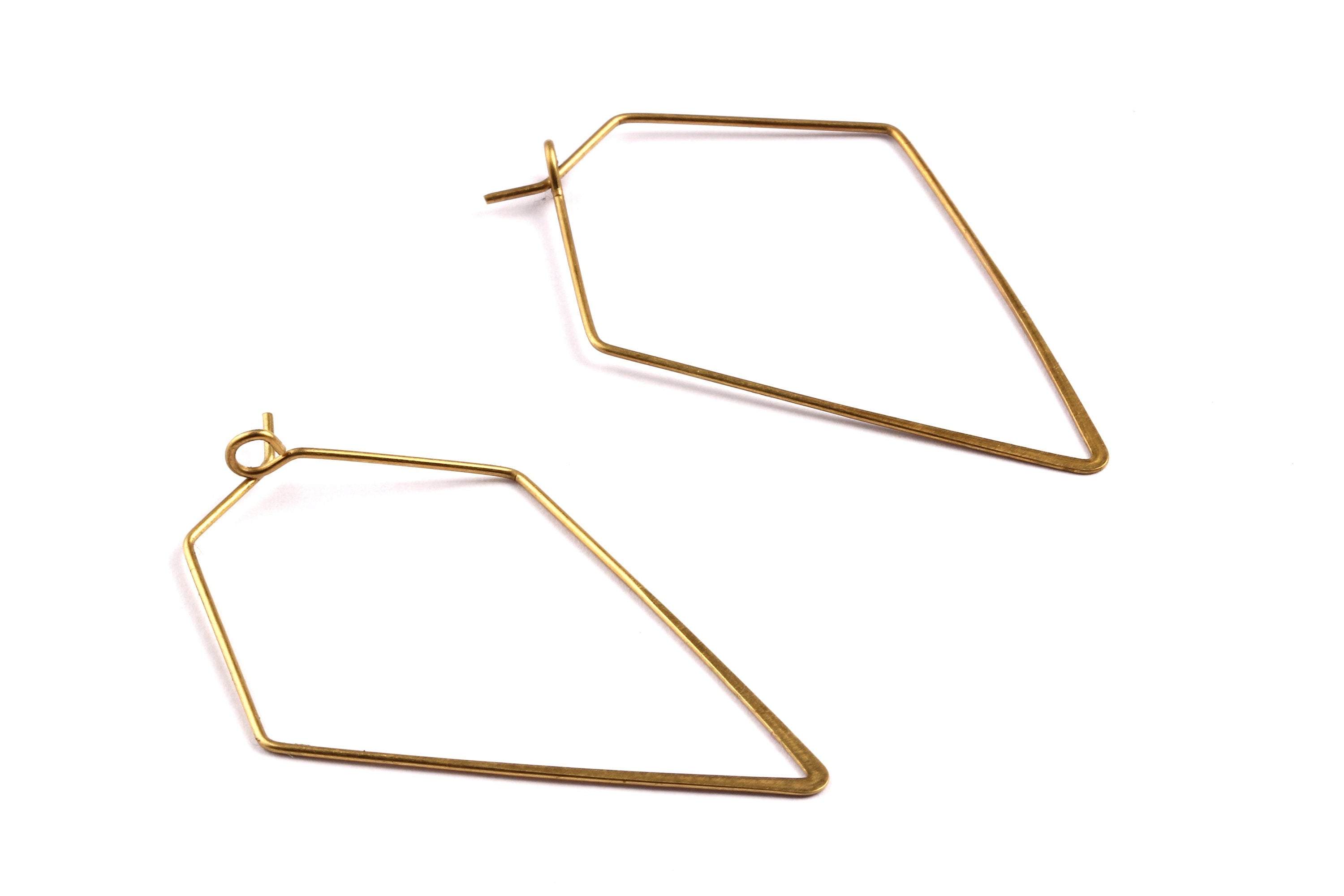 Brass Earring Wire - Raw Brass Diamond Ear Wire - Earring Findings - Jewelry Supplies - 50x33x0.8mm - PP1331 - DOMEDBAZAAR