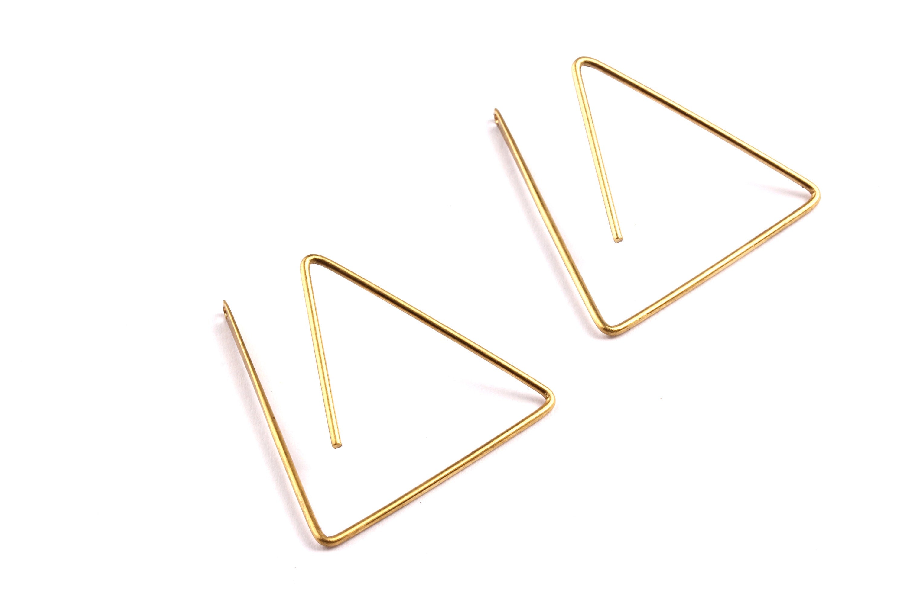 Brass Earring Wire - Raw Brass Triangle Ear Wire - Earring Findings - Jewelry Supplies - 32x29x0.95mm - PP1340 - DOMEDBAZAAR