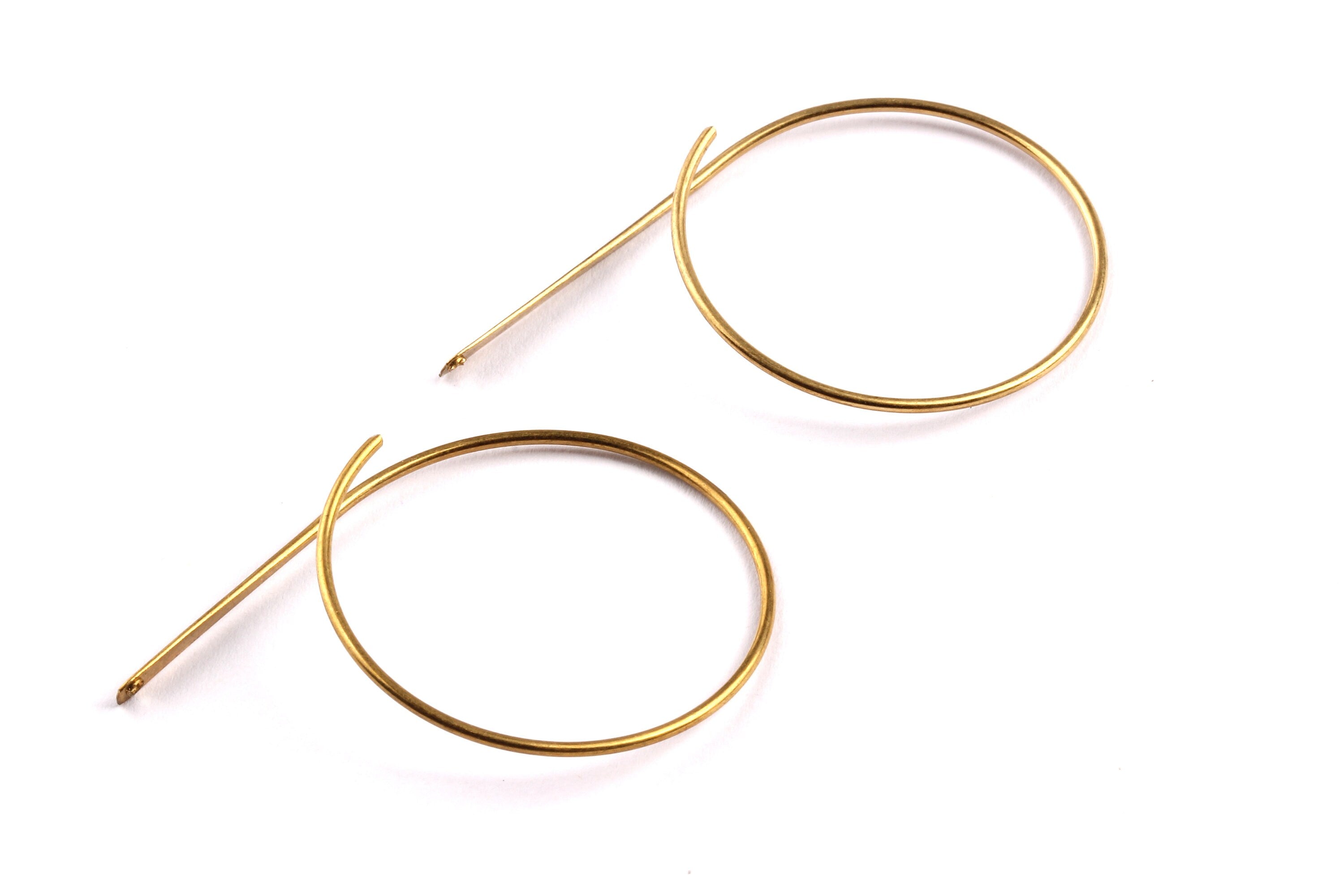 Brass Earring Wire - Raw Brass Ear Hoop - Earring Findings - Jewelry Supplies - 42x29.5x0.95mm - PP1341 - DOMEDBAZAAR